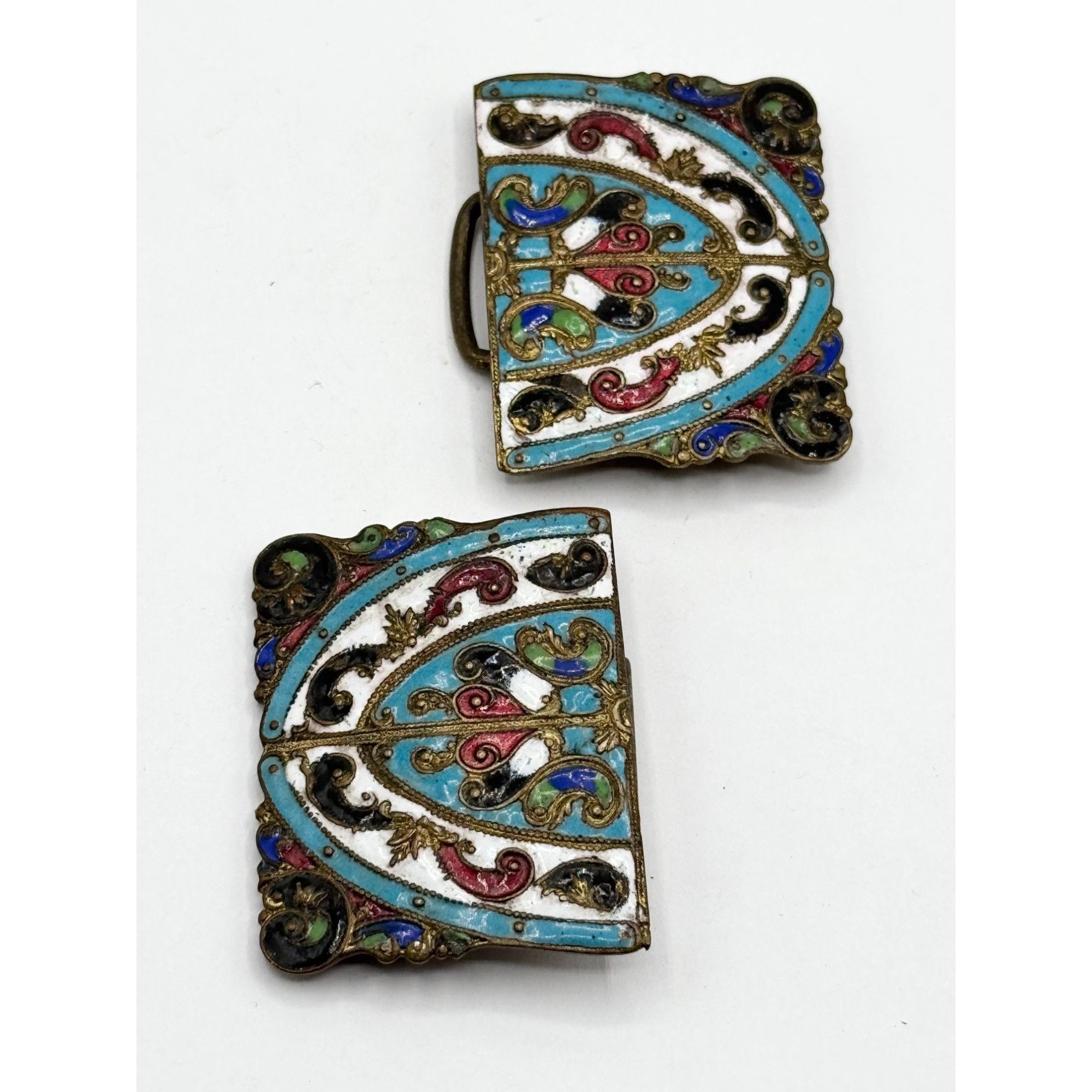 Vintage Antique Austro Hungarian Enamel Interlocking Two Piece Belt Size ONE SIZE - 3 Thumbnail