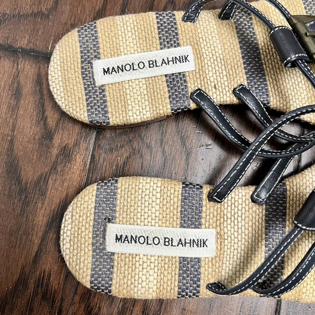 Manolo Blahnik Manolo Blahnik Khaki Leather/Canvas Buckled Size US 9.5 / IT 39.5 - 3 Thumbnail