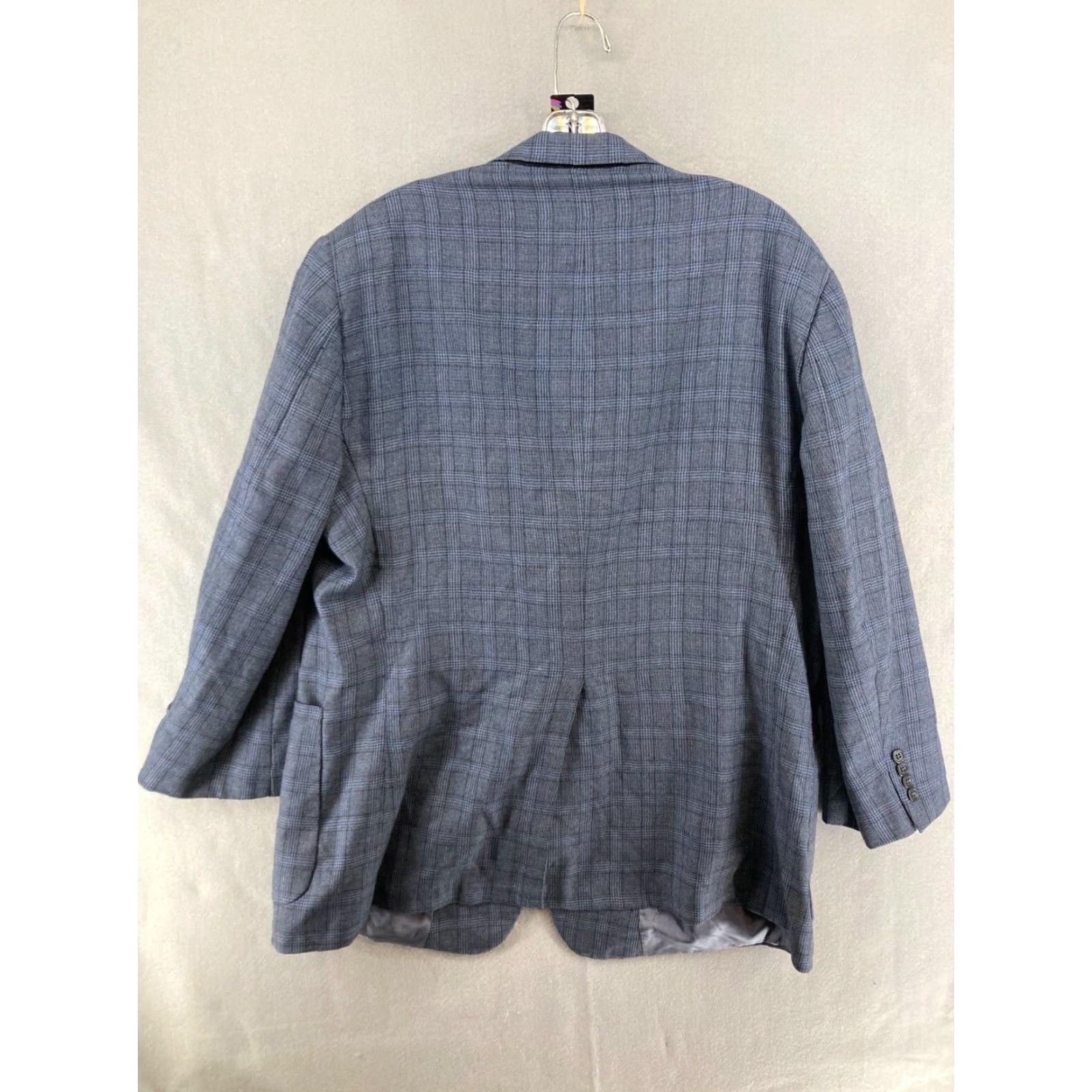 Vintage Hickey Freeman Blazer Mens 46R Plaid Wool Single-Breasted Two-Button Notch Lapel 46 Chest Gray Vintage-Style Suit Jacket - Regular Fit Mens Size 46R - 6 Thumbnail