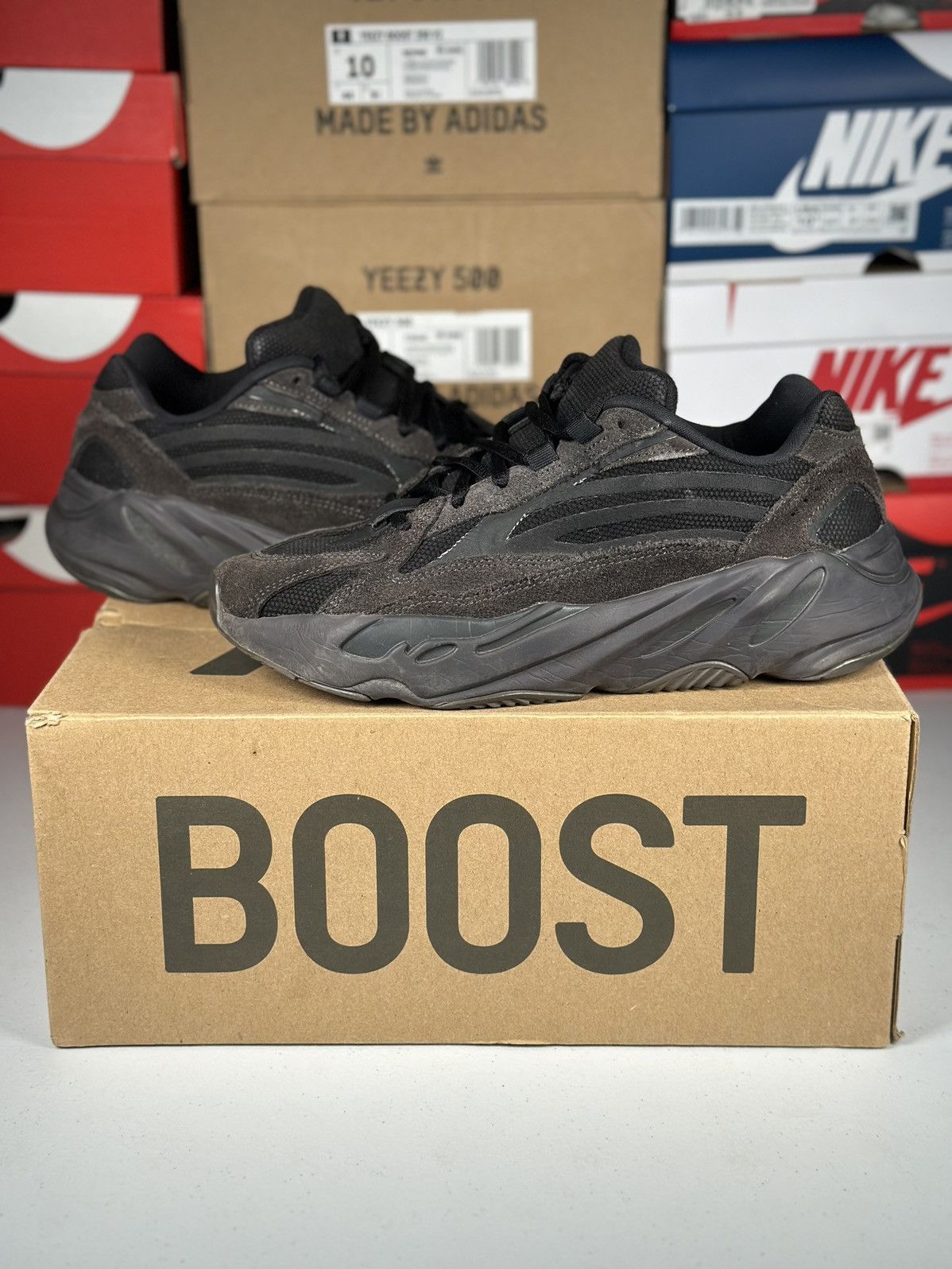 image of Adidas x Kanye West Size 7M/8.5W - Yeezy Boost 700 V2 Vanta Shoes in Black, Men's