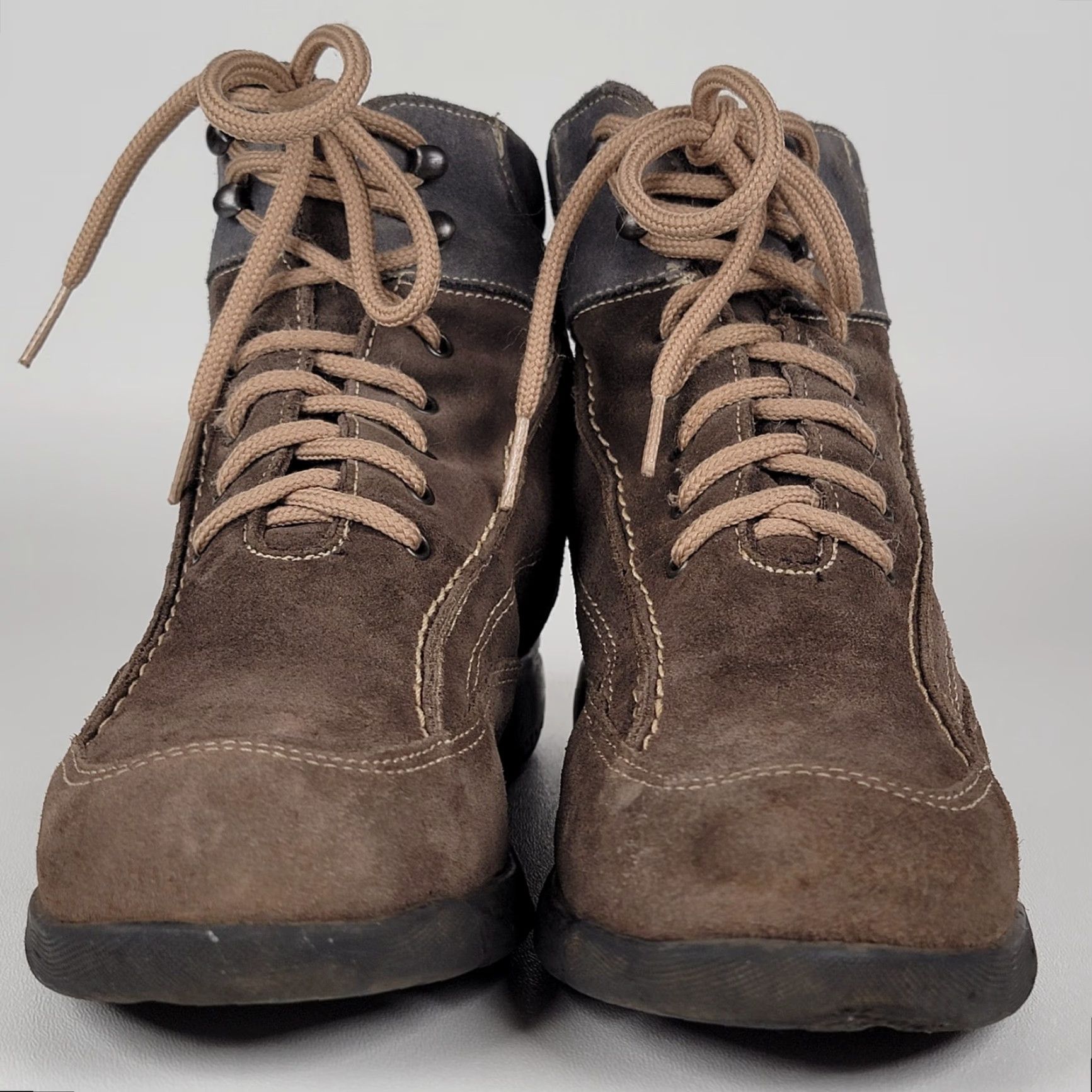 Vintage La Canadienne Boots Women US 7.5 Brown Suede Lace Up Winter Waterproof Fur Trim Logo Womens Size US 8 / IT 38 - 2 Thumbnail