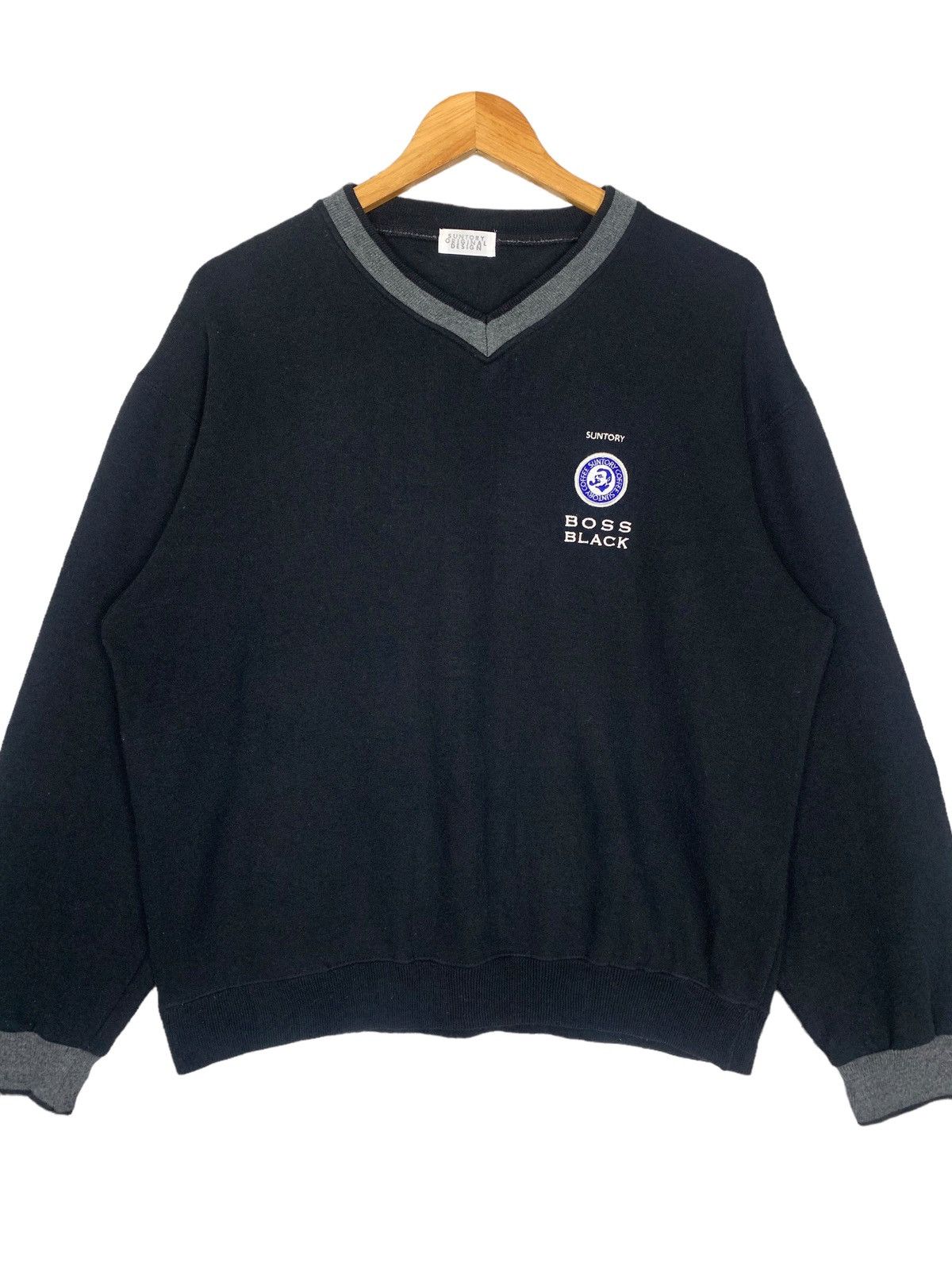 Vintage Suntory Coffee Boss Black Suntory Original Design Vneck Size US M / EU 48-50 / 2 - 2 Thumbnail