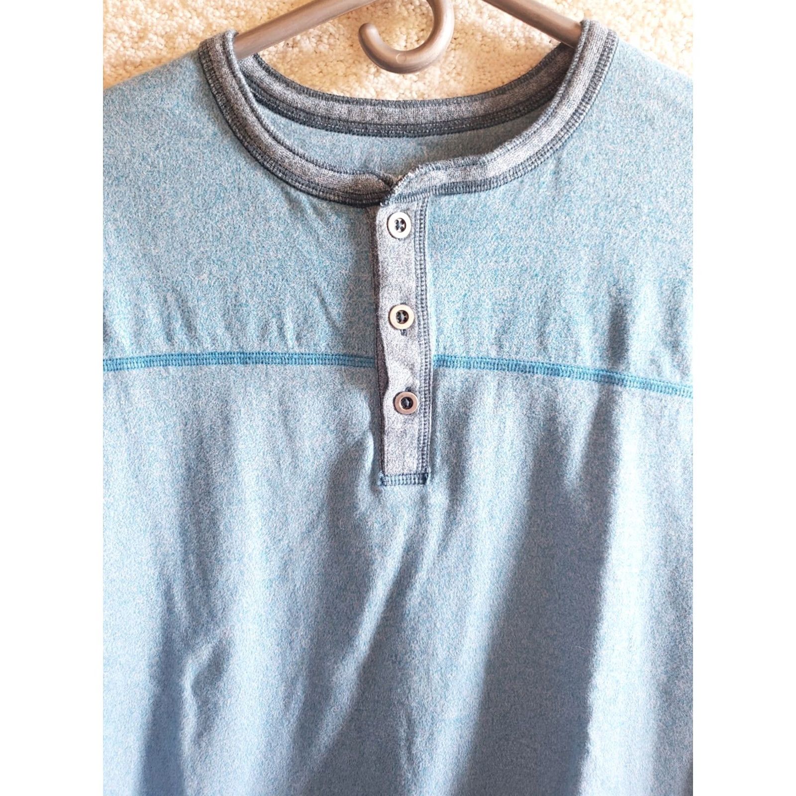 Vintage Ocean & Coast Blue On Blue LONG SLEEVE SHIRT Henley L Men Regular Size US L / EU 52-54 / 3 - 3 Thumbnail