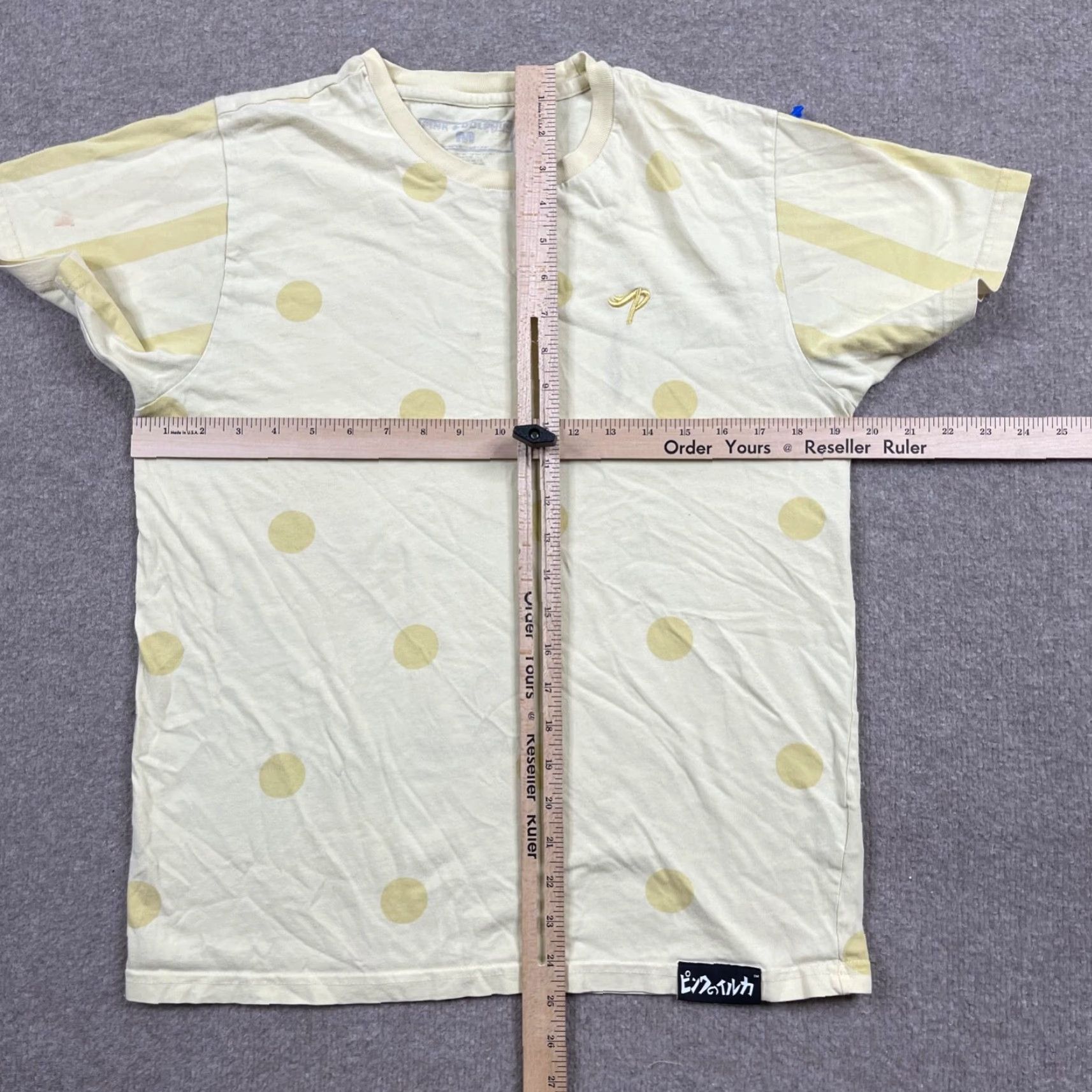 Pinko Pink Dolphin Shirt | T-Shirt | Men | M | Yellow Polka Dot AOP Short Sleeve Tee | Designer Colorful Streetwear Size US M / EU 48-50 / 2 - 6 Thumbnail
