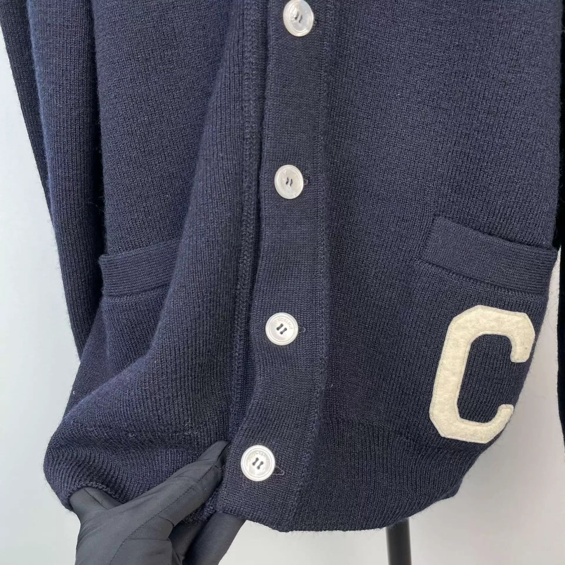 Celine 98 New Celine embroidered logo wool knit cardigan M Size M / US 6-8 / IT 42-44 - 8 Thumbnail