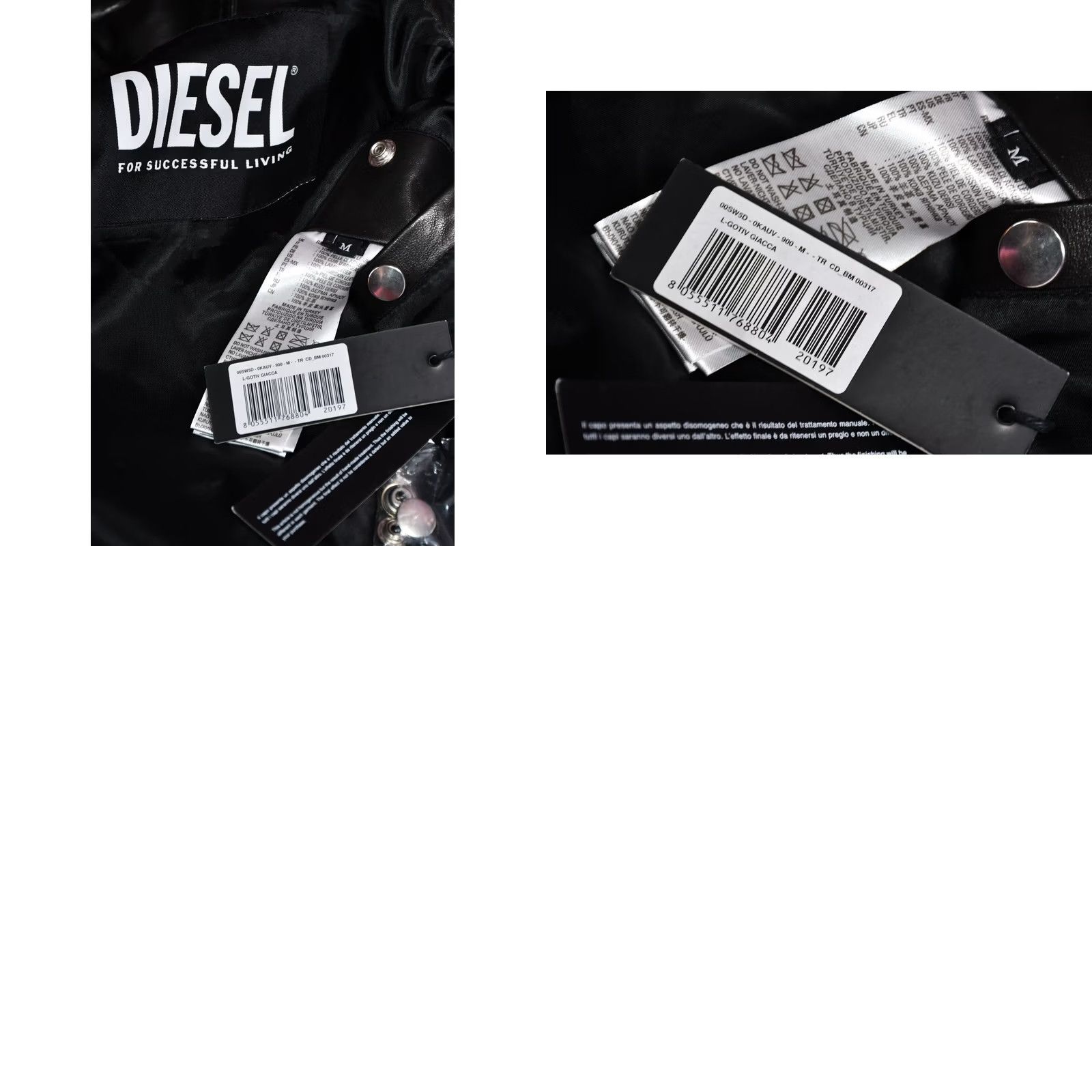 Diesel Diesel L-Gotiv-A Biker Leather Jacket Men's M Diesel Leather Jacket Motorcycle Jacket Black 57 cm Chest 60 cm Length 70 cm Sleeve 45 cm Shoulders XS? Size US M / EU 48-50 / 2 - 10 Thumbnail