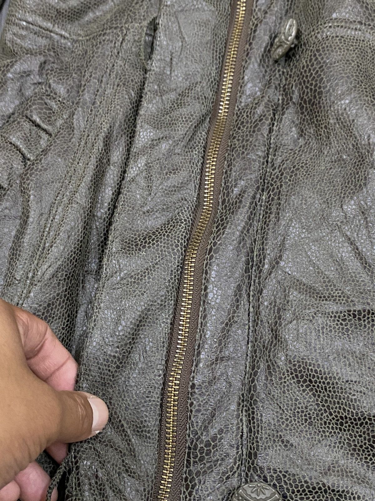 Japanese Brand Arte Soie Olive Shearling Leather Jacket – Japanese Vintage Size M / US 6-8 / IT 42-44 - 8 Thumbnail