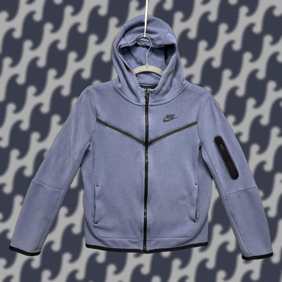 Nike Hoodie Girls Large Blue Tech Fleece Full Zip Sleeve Zip Pocket Cu9223-491, Women's