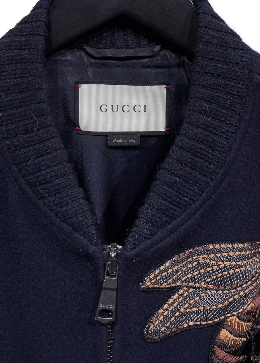 Gucci Gucci Navy Blue Bee Embroidered Wool Bomber Jacket Size US M / EU 48-50 / 2 - 6 Thumbnail