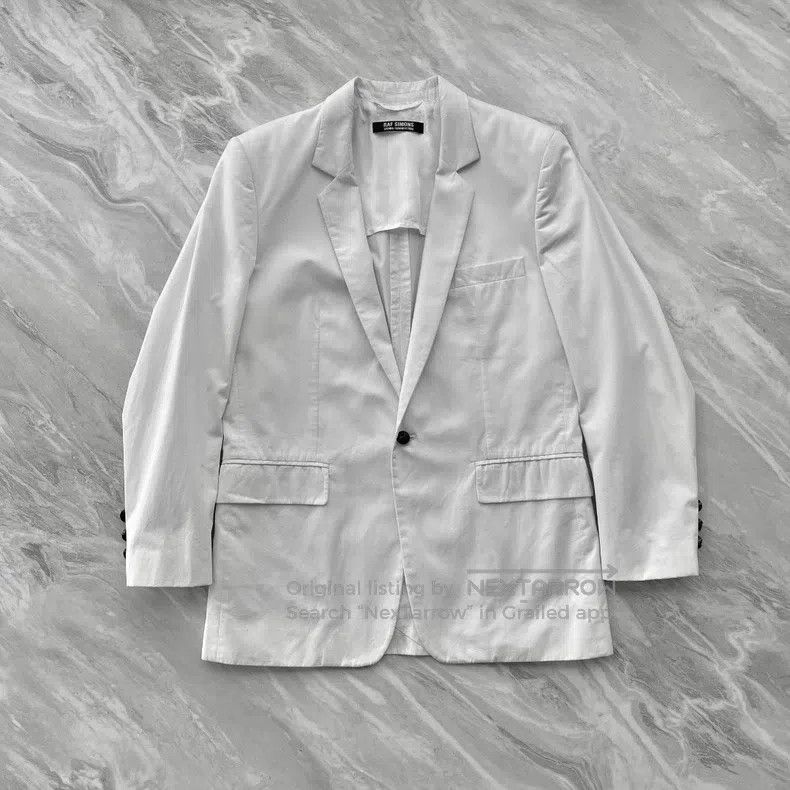 Raf Simons Mediaeval white flat collar crystal single-butt