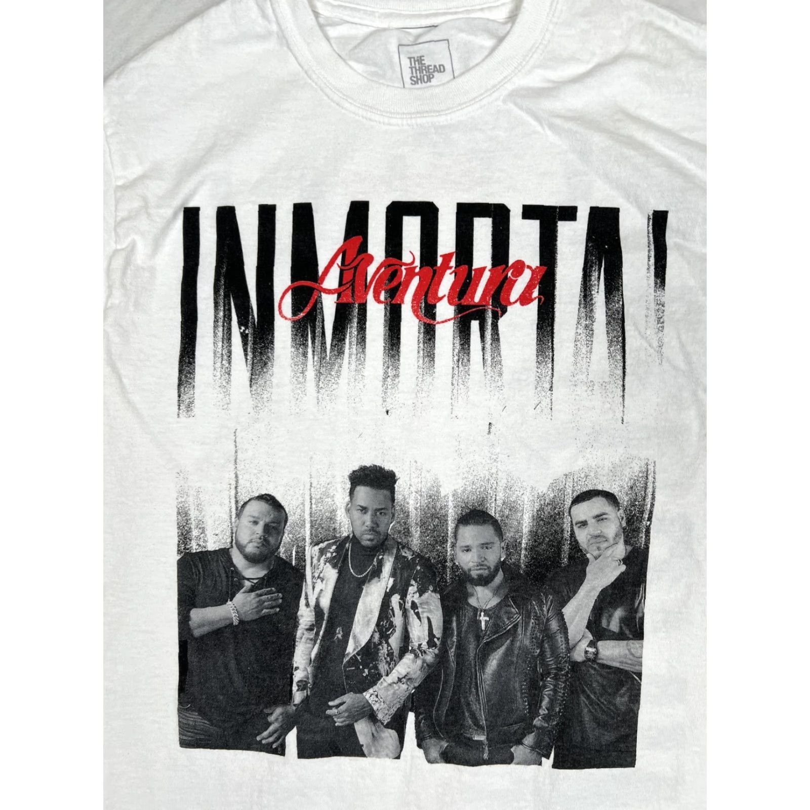 Vintage Aventura Inmortal On Tour T-Shirt Mens Small White Band Graphic Tee Concert Size US S / EU 44-46 / 1 - 2 Thumbnail