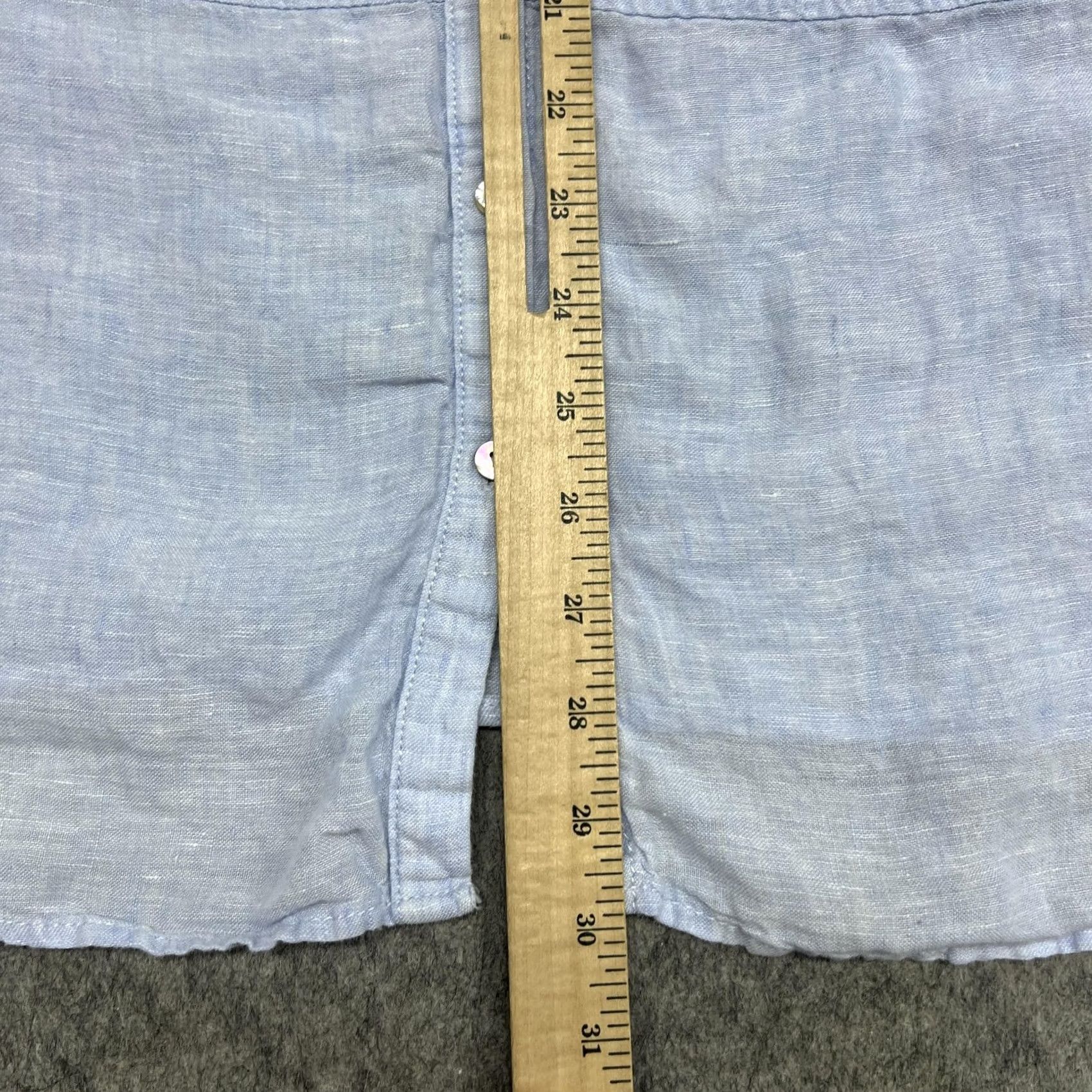 Vintage Tahari Womens L Blue Linen Button Front Tunic Shirt Roll Tab Sleeve Size L / US 10 / IT 46 - 6 Thumbnail