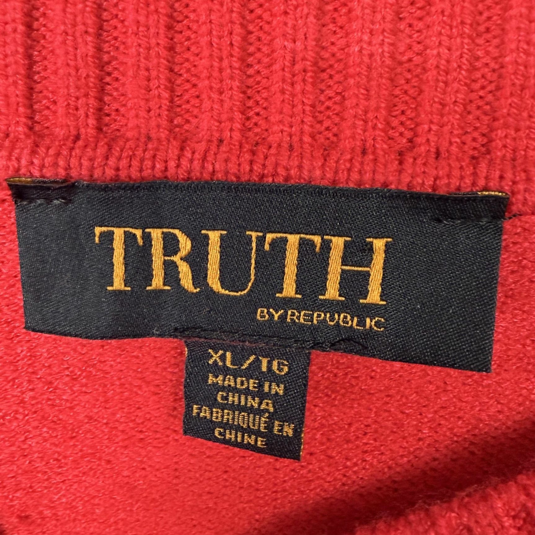 Vintage Truth By Republic Sweater Womens XL Red Crew Neck Knit Cozy Preppy Quiet Luxury Size XL / US 12-14 / IT 48-50 - 5 Thumbnail