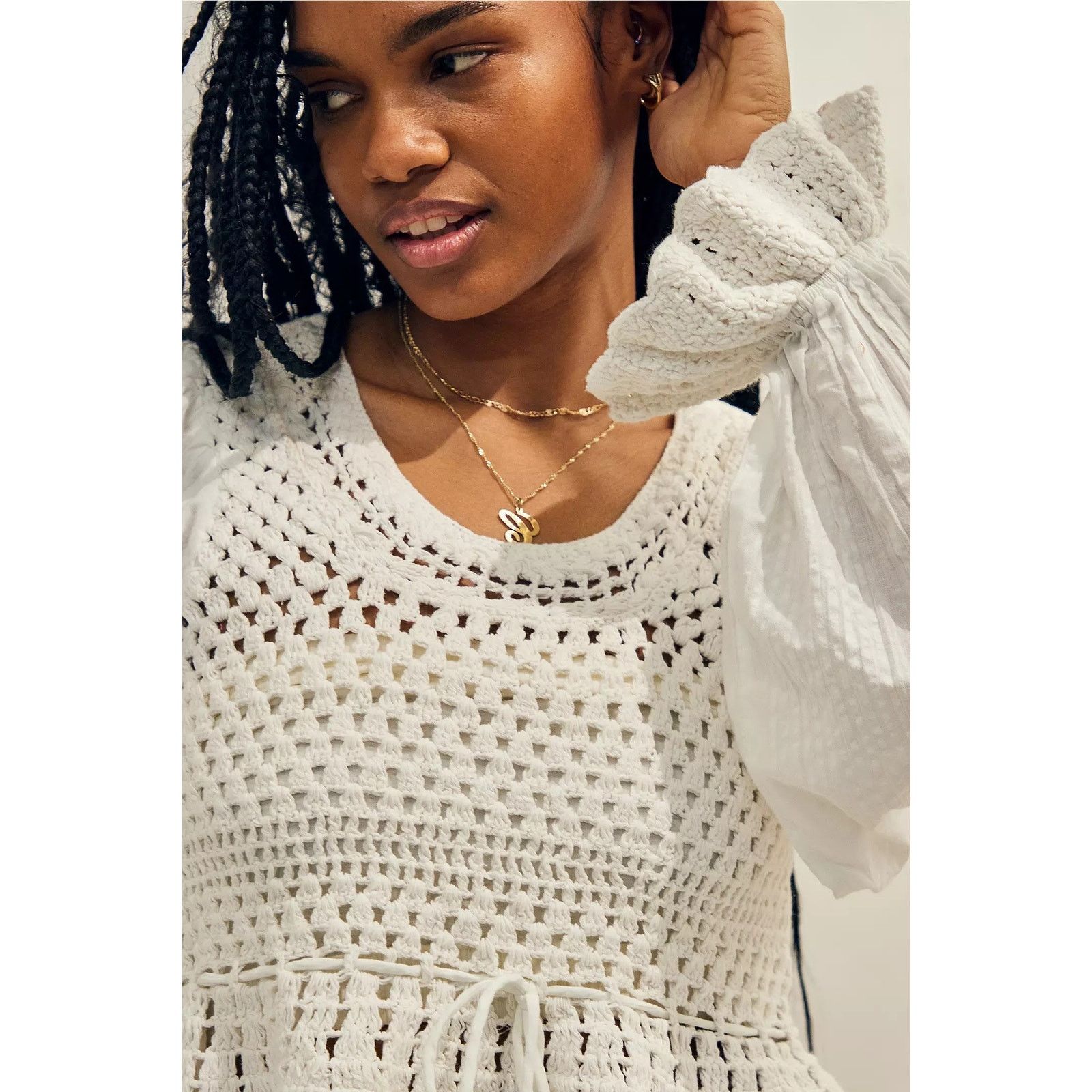 Free People New FREE PEOPLE Megan Crochet Cropped Hem Top $128 X-SMALL Size XS / US 0-2 / IT 36-38 - 2 Thumbnail
