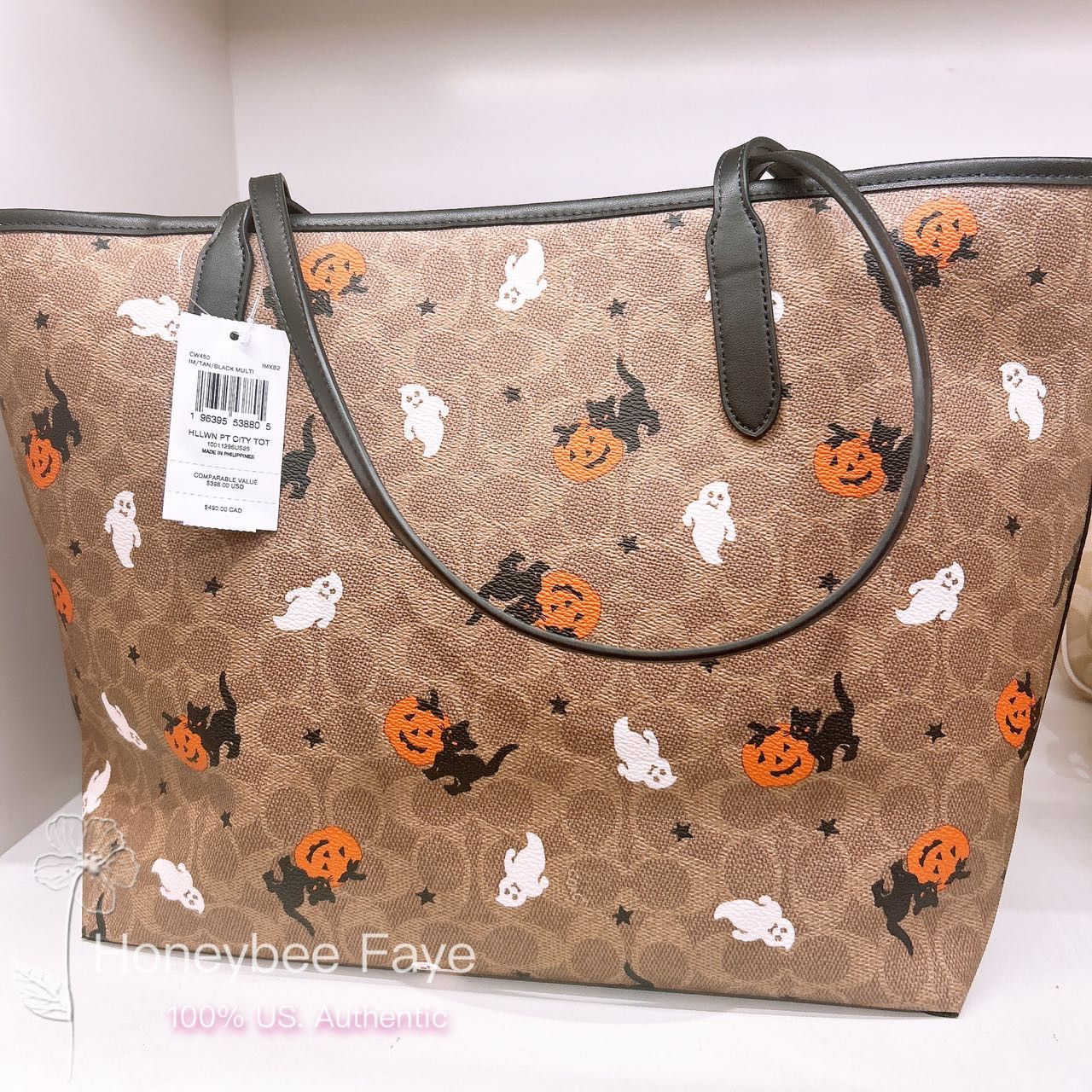 Coach City Tote In Signature Canvas With Halloween Print CW450 Size ONE SIZE - 4 Thumbnail