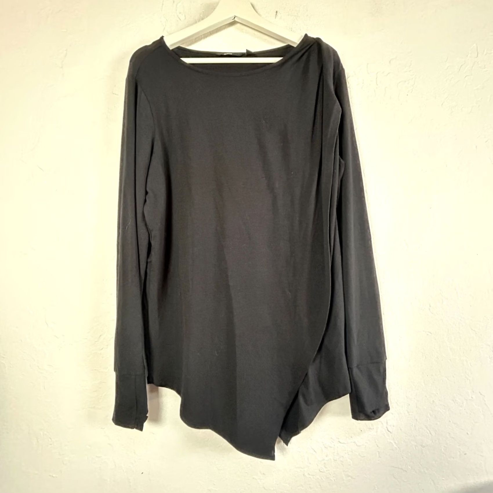 Vintage Betabrand Womens Black Asymmetrical Hem Long Sleeve Tunic Top XL Stretch Casual Shirt Mens? Size XL / US 12-14 / IT 48-50 - 2 Thumbnail