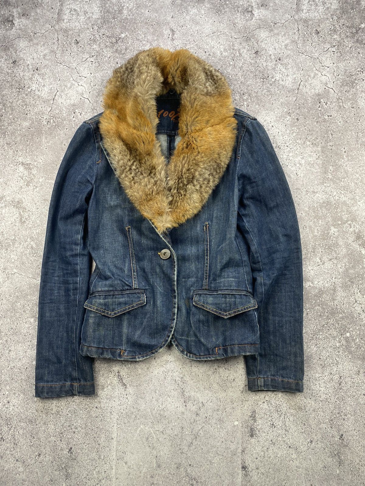 Beauty Beast × Le Grande Bleu (L.G.B.) × Vintage Avant Garde Fur Collar Cropped Denim ifsixwasnine LGB Japan Size M / US 6-8 / IT 42-44 - 1 Thumbnail
