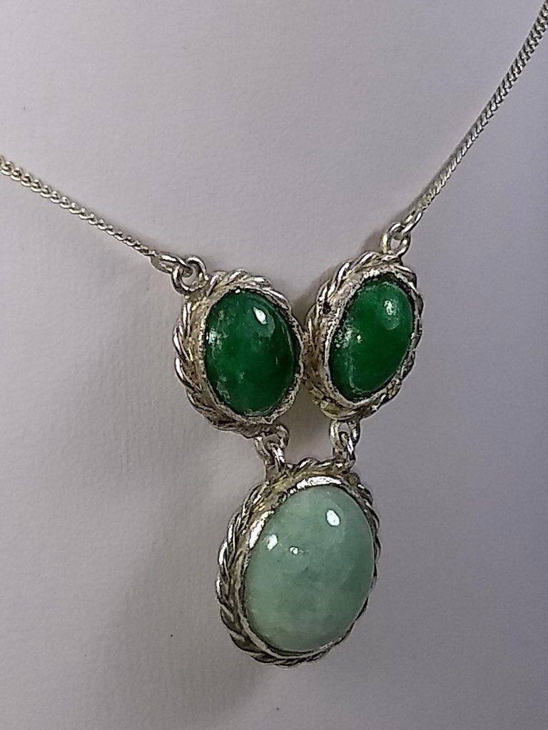 Designer Alberto Juan Mexican Hand Made Sterling Silver Jade Necklace Size ONE SIZE - 2 Thumbnail