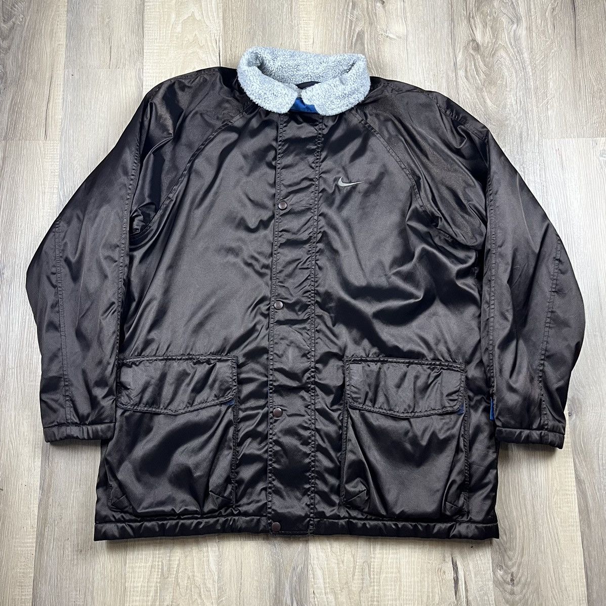 Nike Big Swoosh Sherpa Lined Parka Trench Jacket Coat Men’s