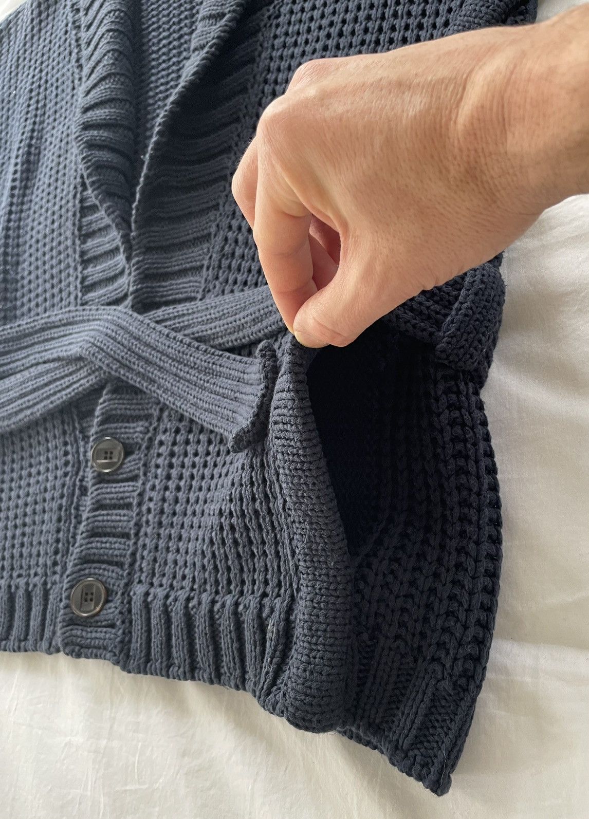 Louis Vuitton Incredible Navy Oversized Heavy Knit Shawl Cardigan Jacket Size US M / EU 48-50 / 2 - 10 Thumbnail