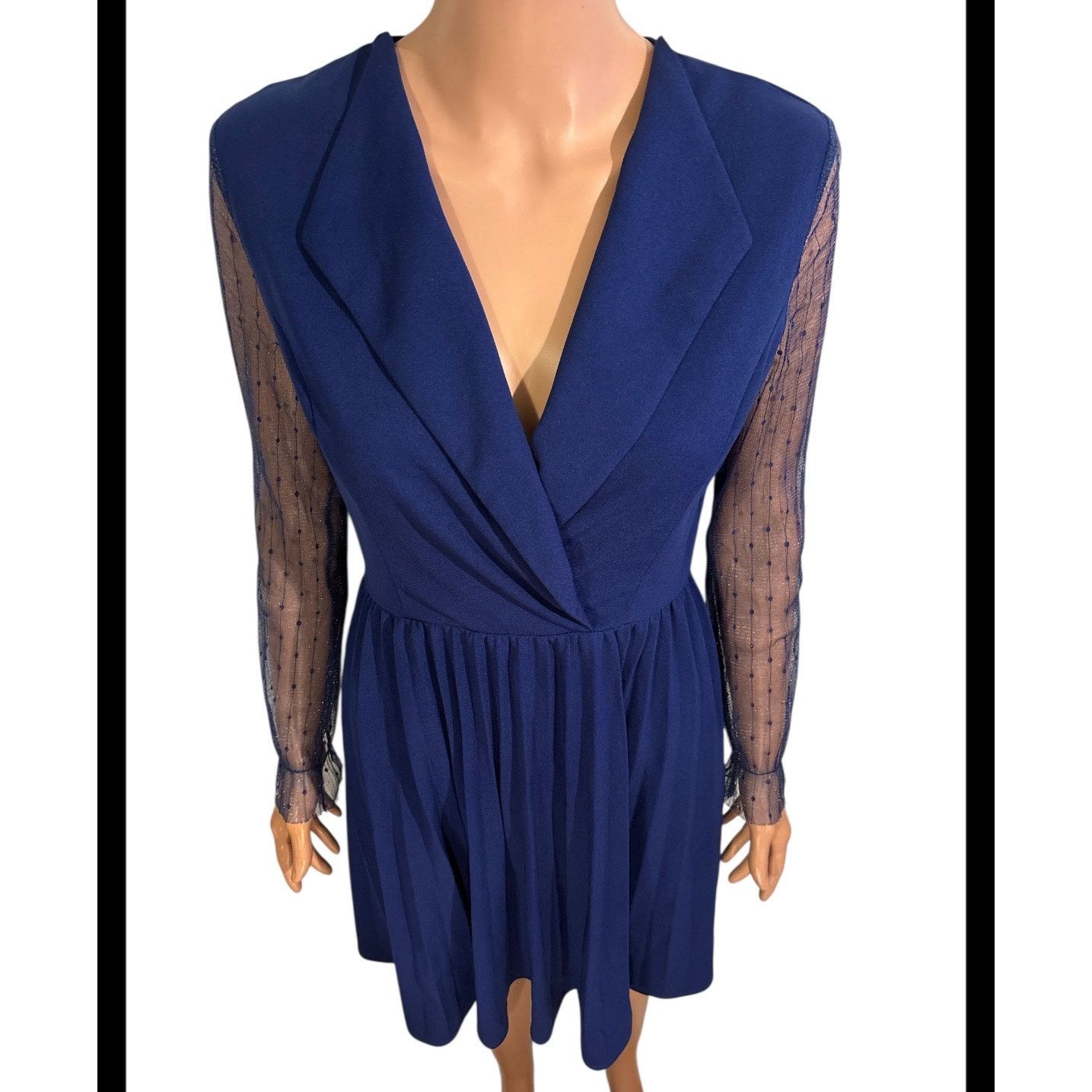 Shein Shein Royal Blue Swiss Dot Sleeves Dress Size Small Size S / US 4 / IT 40 - 2 Thumbnail