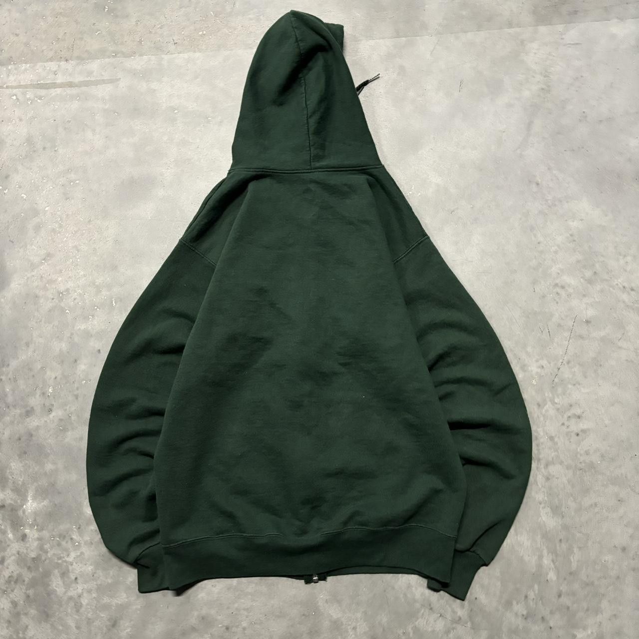 Russell Athletic × Vintage Crazy Vintage Y2K/2000s Forest Green Blank Russell Style Essential Zip Up Hoodie! Size S / US 4 / IT 40 - 7 Thumbnail