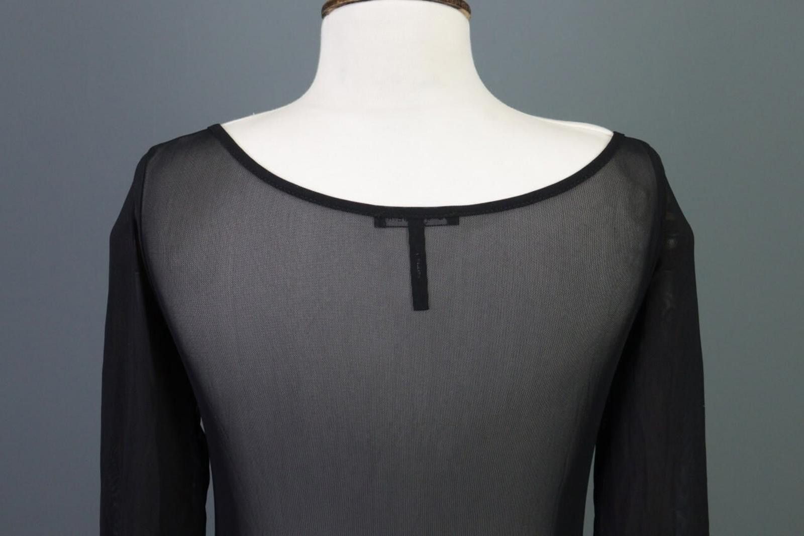 Designer Sarah Pacini Black Mesh Stretch Top Blouse Size S Size M / US 6-8 / IT 42-44 - 12 Thumbnail