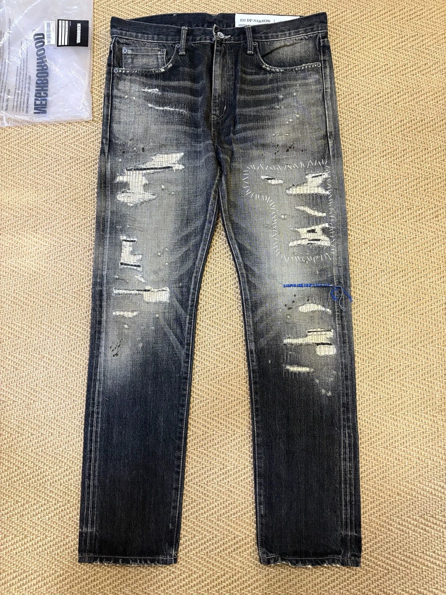 Neighborhood Neighborhood 22AW Blue Line Cut Black Washed Jeans L New Size US 34 / EU 50 - 1 Thumbnail