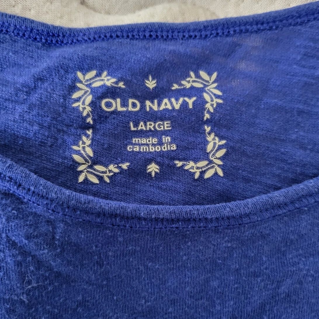 Old Navy Old Navy Royal Blue Scoop Neck Short Sleeve Top - Large Size L / US 10 / IT 46 - 3 Thumbnail