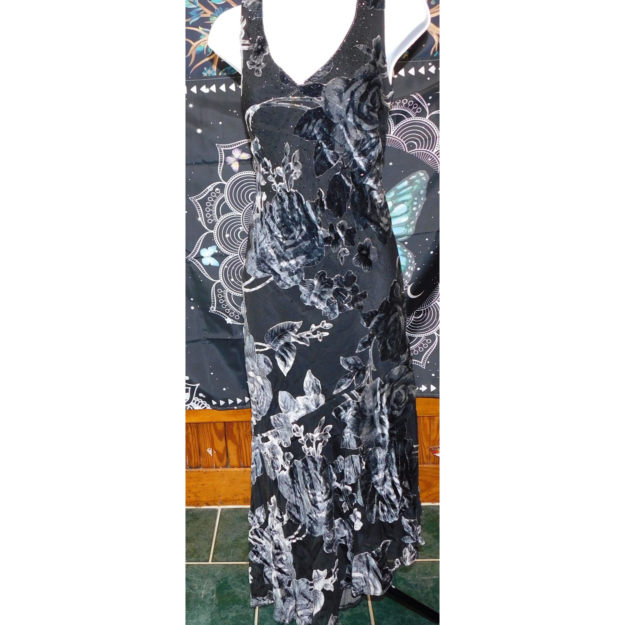 Other Dressbarn Burnt Velvet Beaded Floral Dress Size M / US 6-8 / IT 42-44 - 5 Thumbnail