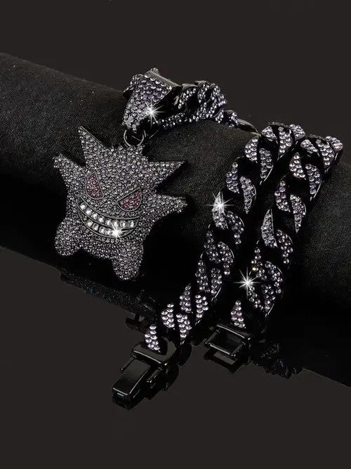 Jewelry Pokemon Purple Ice Cuban Necklace Size ONE SIZE - 1 Thumbnail