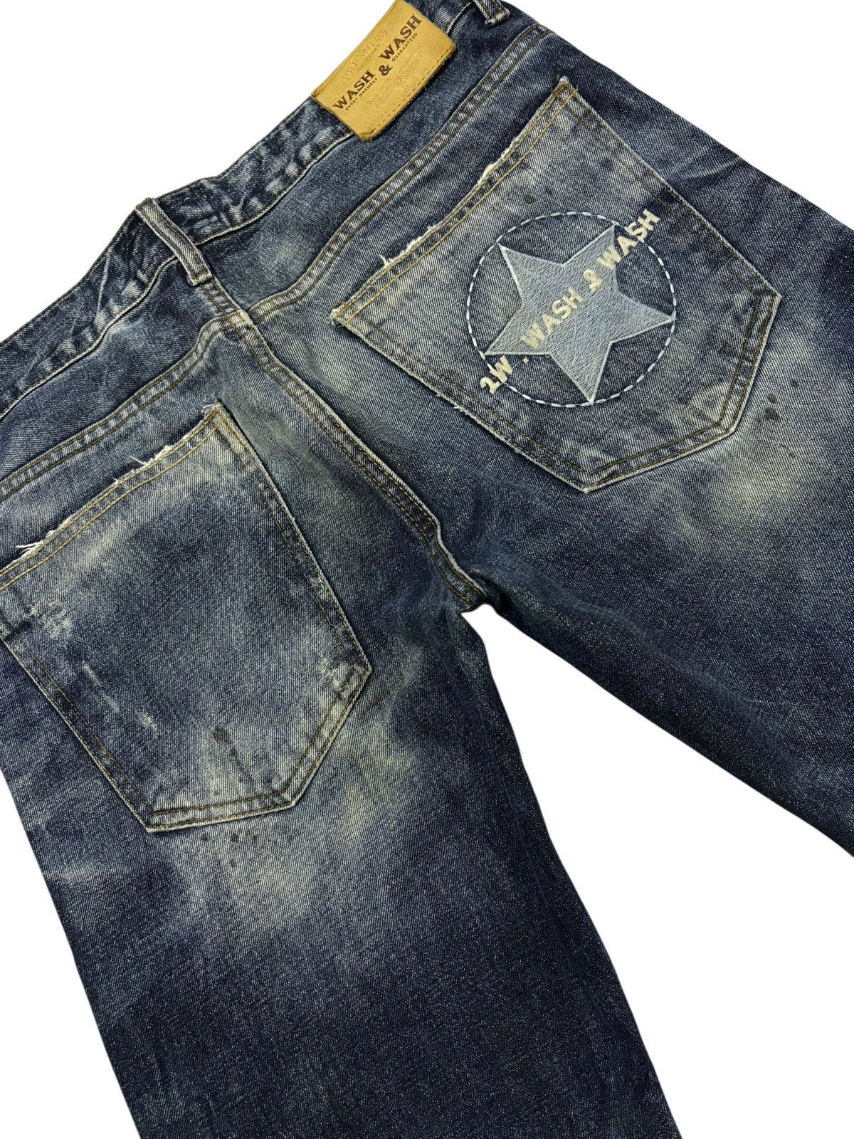 Japanese Brand Vtg WashWash Strike Faded Distressed Heavy Jeans Size US 35 - 8 Thumbnail