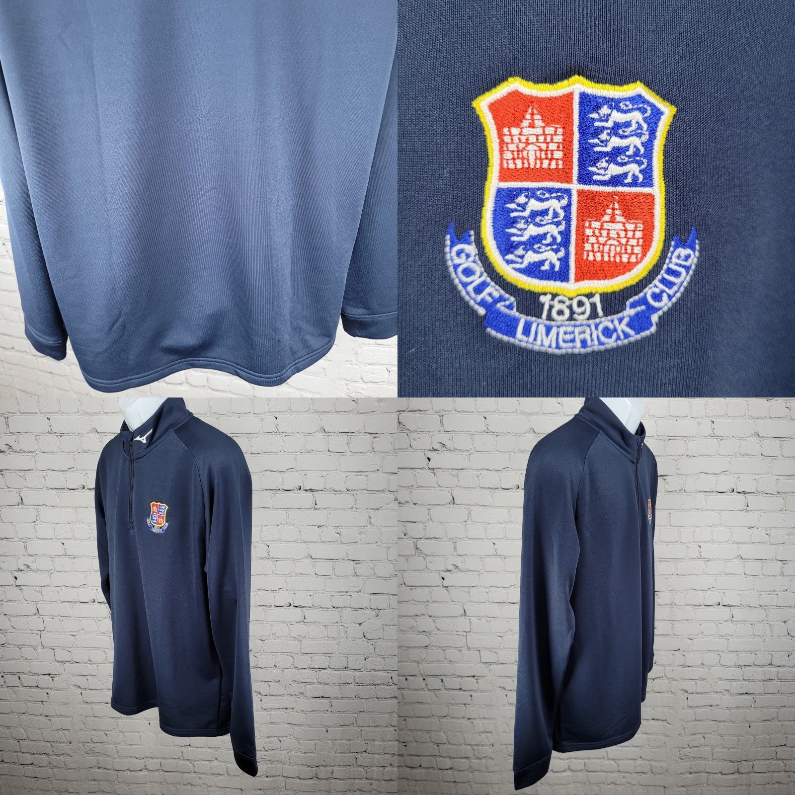 Mizuno Mizuno Golf Limerick Club 1891 Navy Pullover 1/4 Zip Mock Neck Jacket Large L Men Size US L / EU 52-54 / 3 - 8 Thumbnail
