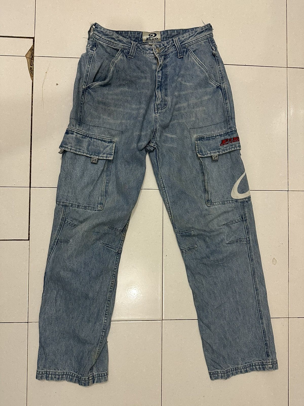 Vintage VTG PIKO Baggy Cargo Distress Pants Size US 30 / EU 46 - 3 Thumbnail