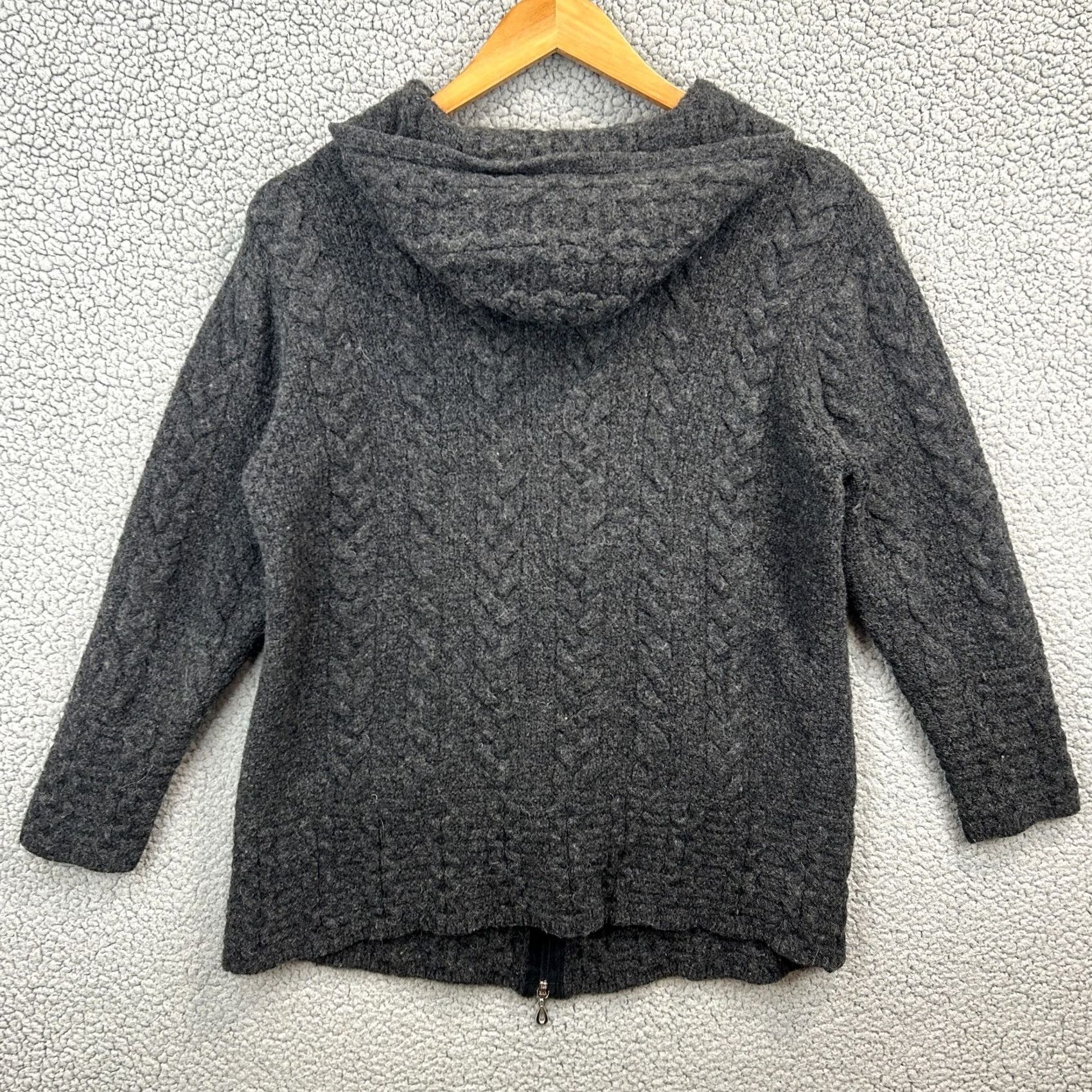 Vintage Aran Crafts Hooded Irish Cable-Knit Merino Wool Sweater Green Full Zip Women’s M Size M / US 6-8 / IT 42-44 - 4 Thumbnail