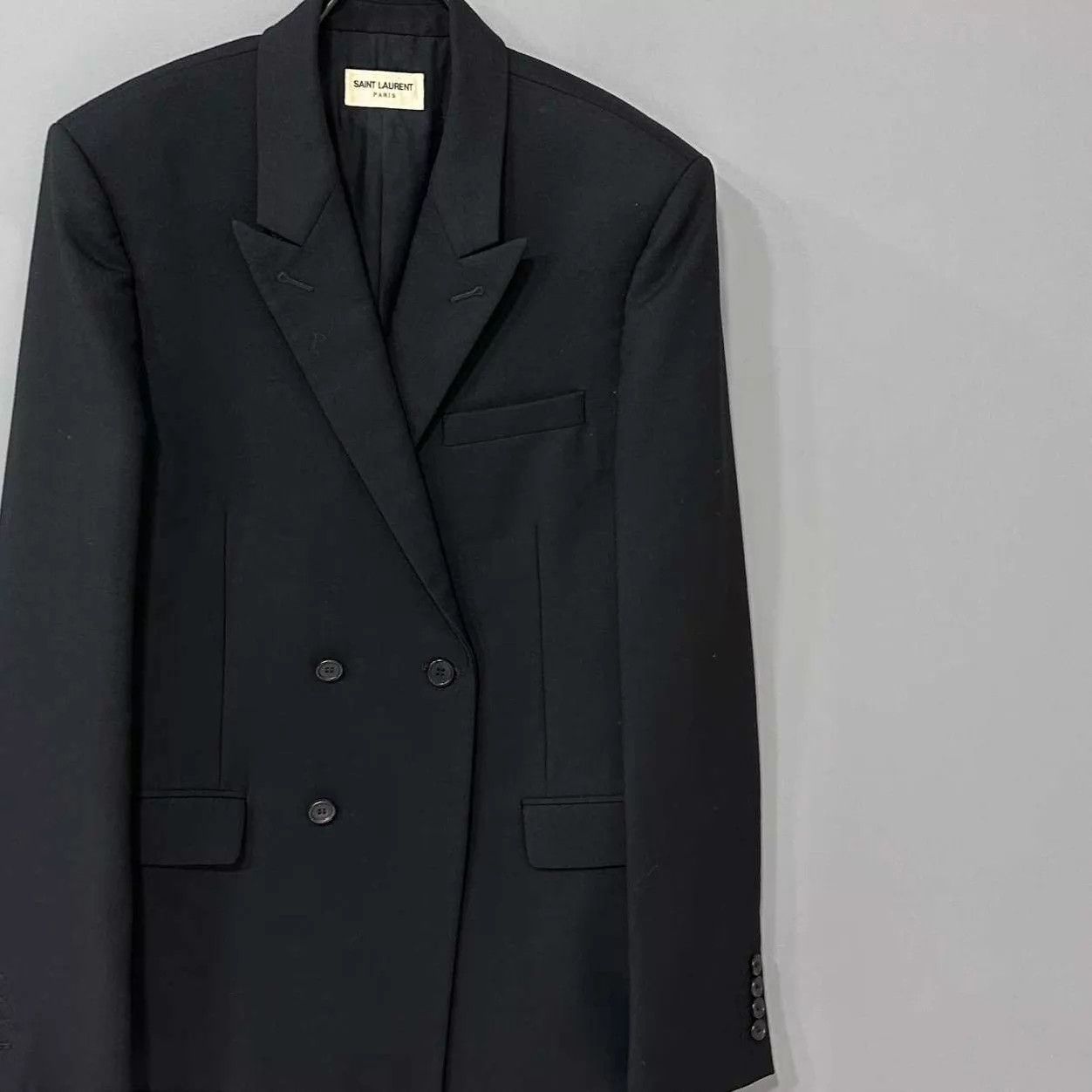Saint Laurent Paris Saint Laurent Black Double-Breasted Peak Blazer 48 Size 48R - 3 Thumbnail