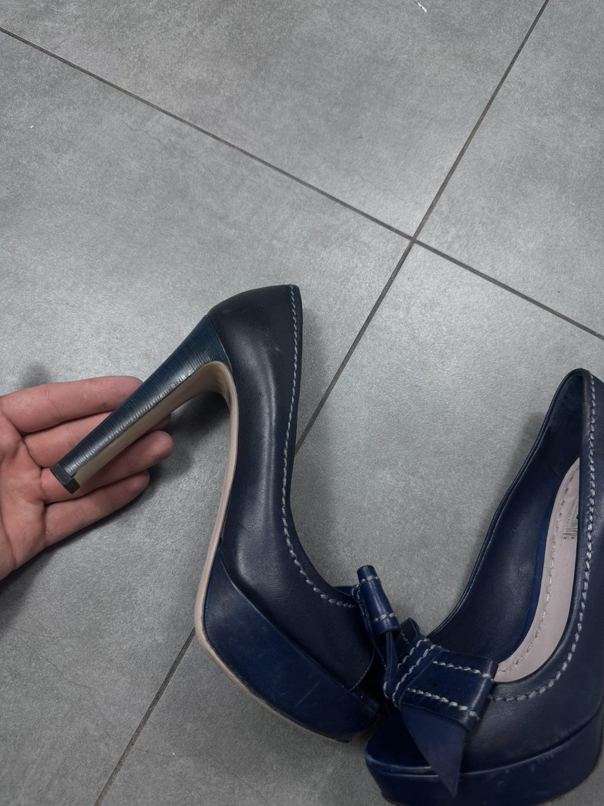 Miu Miu Vintage Miu Miu PeepToe Heels perforated cocard dot holes Size US 7.5 / IT 37.5 - 3 Thumbnail