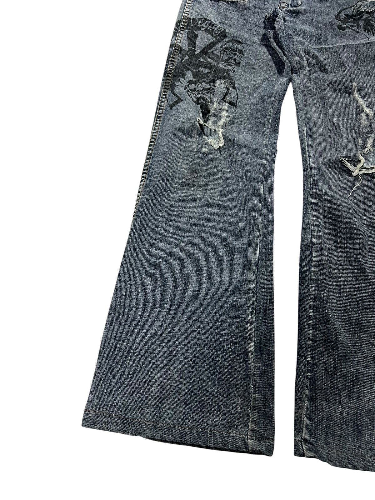 14th Addiction 💥Flare💥Semantic Design Printed Distress Punk Jeans Size US 30 / EU 46 - 3 Thumbnail