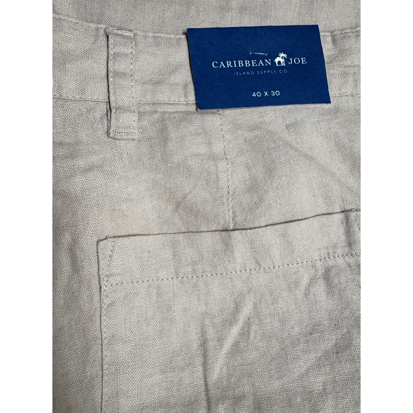 Vintage Caribbean Linen Cargo Pants Men 40x30 Beige Drawstring Viscose Blend NEW NWT Size US 40 / EU 56 - 2 Thumbnail
