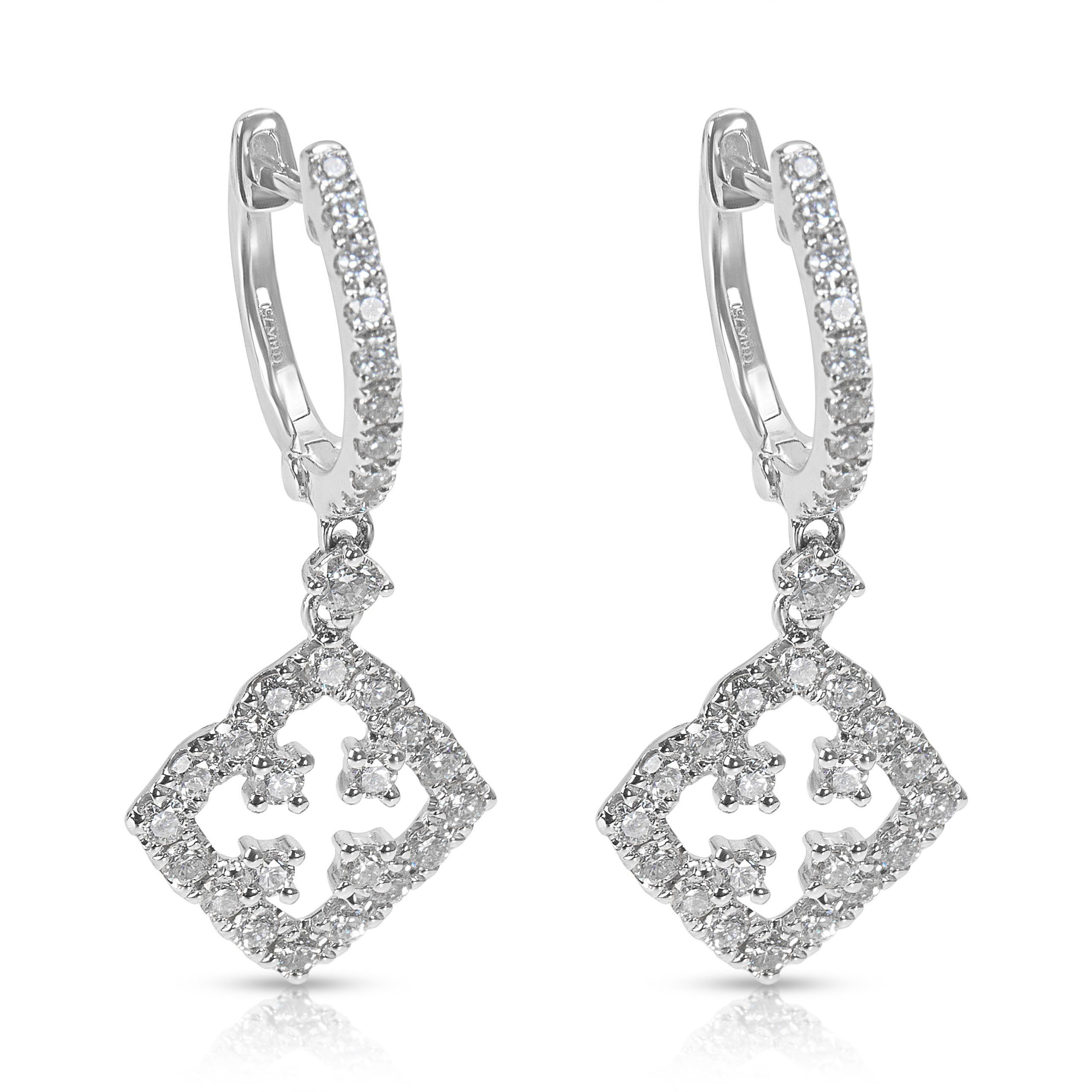 image of Diamond Drop Earrings In 18K White Gold (1.10 Ctw), Women's