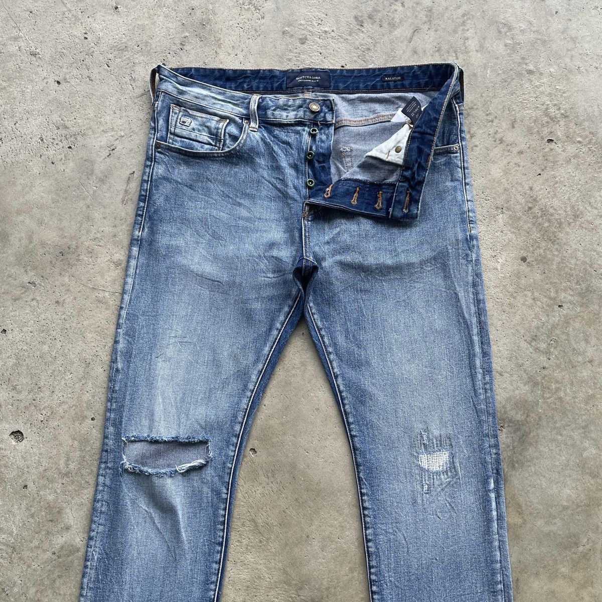 Japanese Brand Vintage Scotch&Soda Ripped Faded Distressed Jeans Pants W35 Size US 35 - 3 Thumbnail