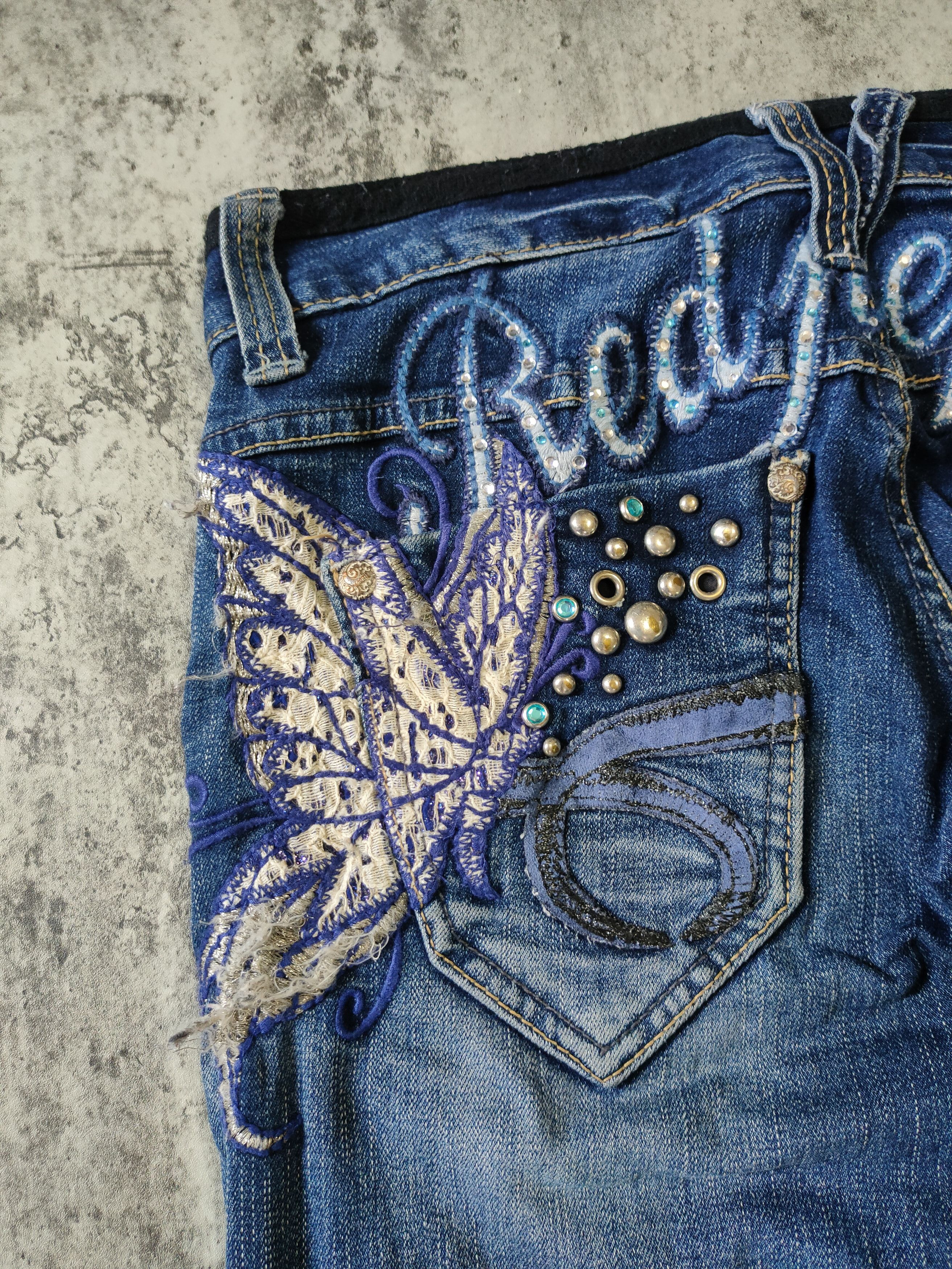 Hysteric Glamour × If Six Was Nine × Le Grande Bleu (L.G.B.) Red Pepper Butterfly Embordired Jeans Size 29" - 10 Thumbnail