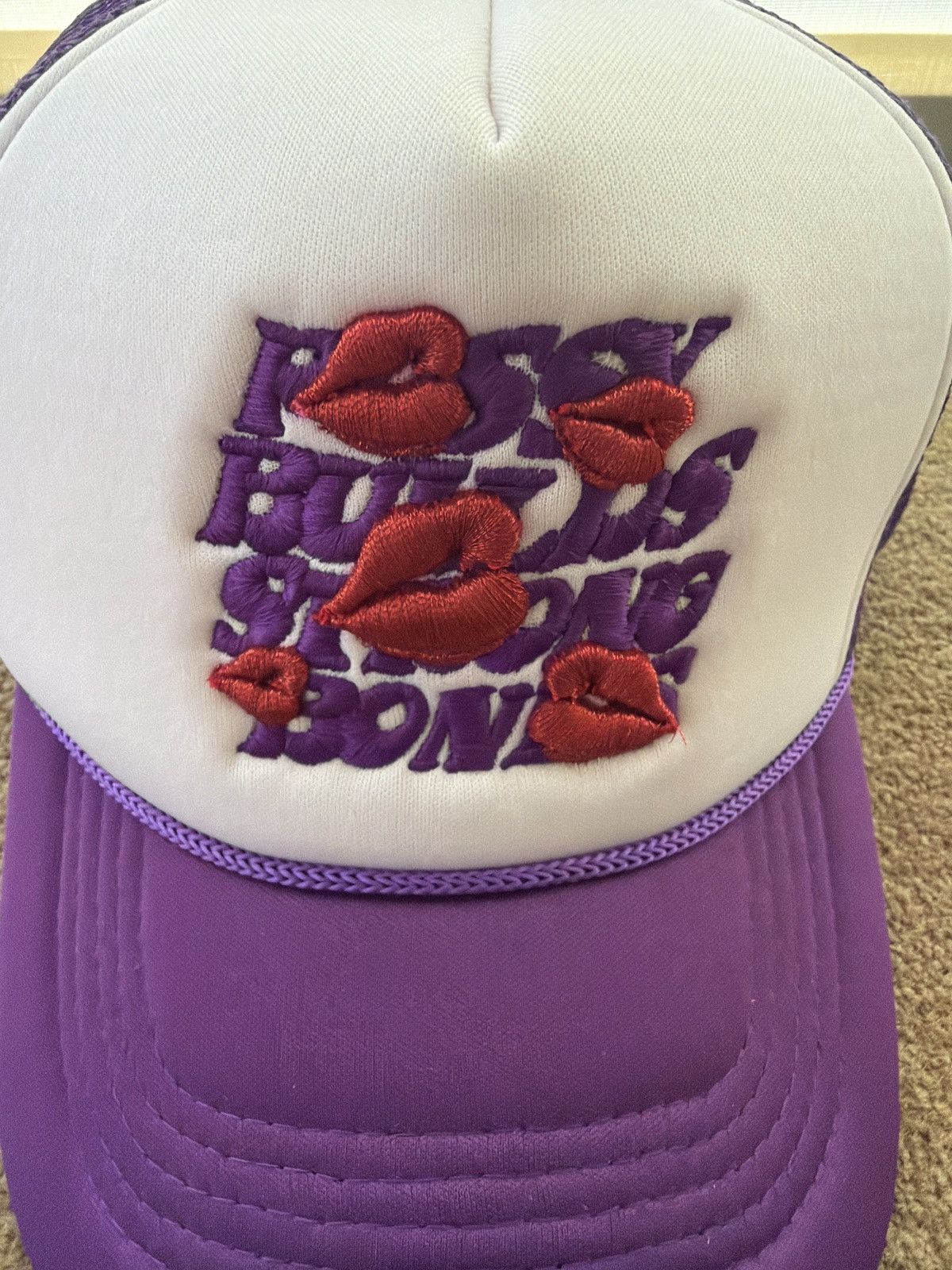 LaRopa Pussy Builds Strong Bones La Ropa Trucker Hat Purple Size ONE SIZE - 3 Thumbnail
