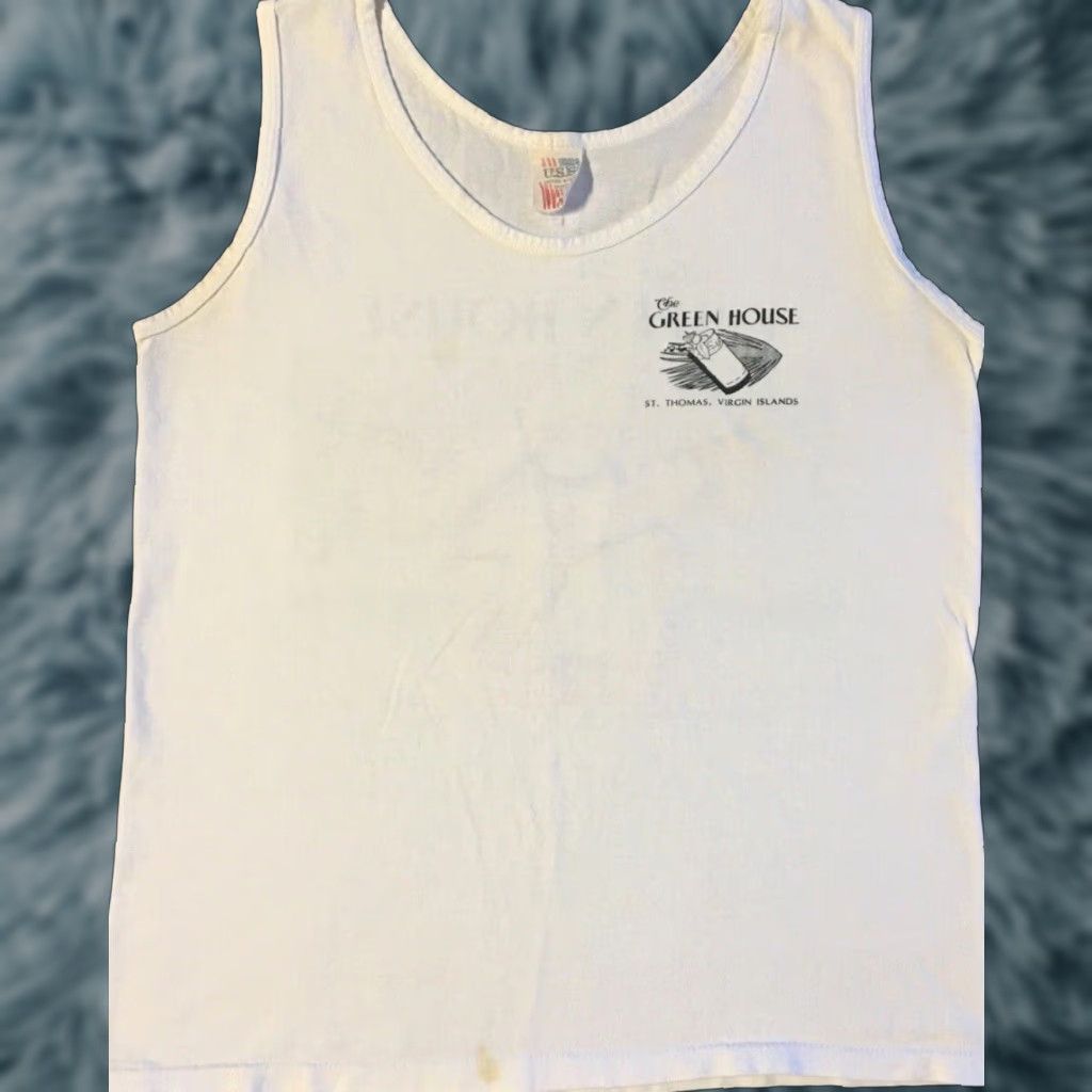 Vintage Vtg 90s Green House Bar Faded Tank Top XS S Beer Surf Beach Art Grunge 80s Size US XS / EU 42 / 0 - 1 Thumbnail