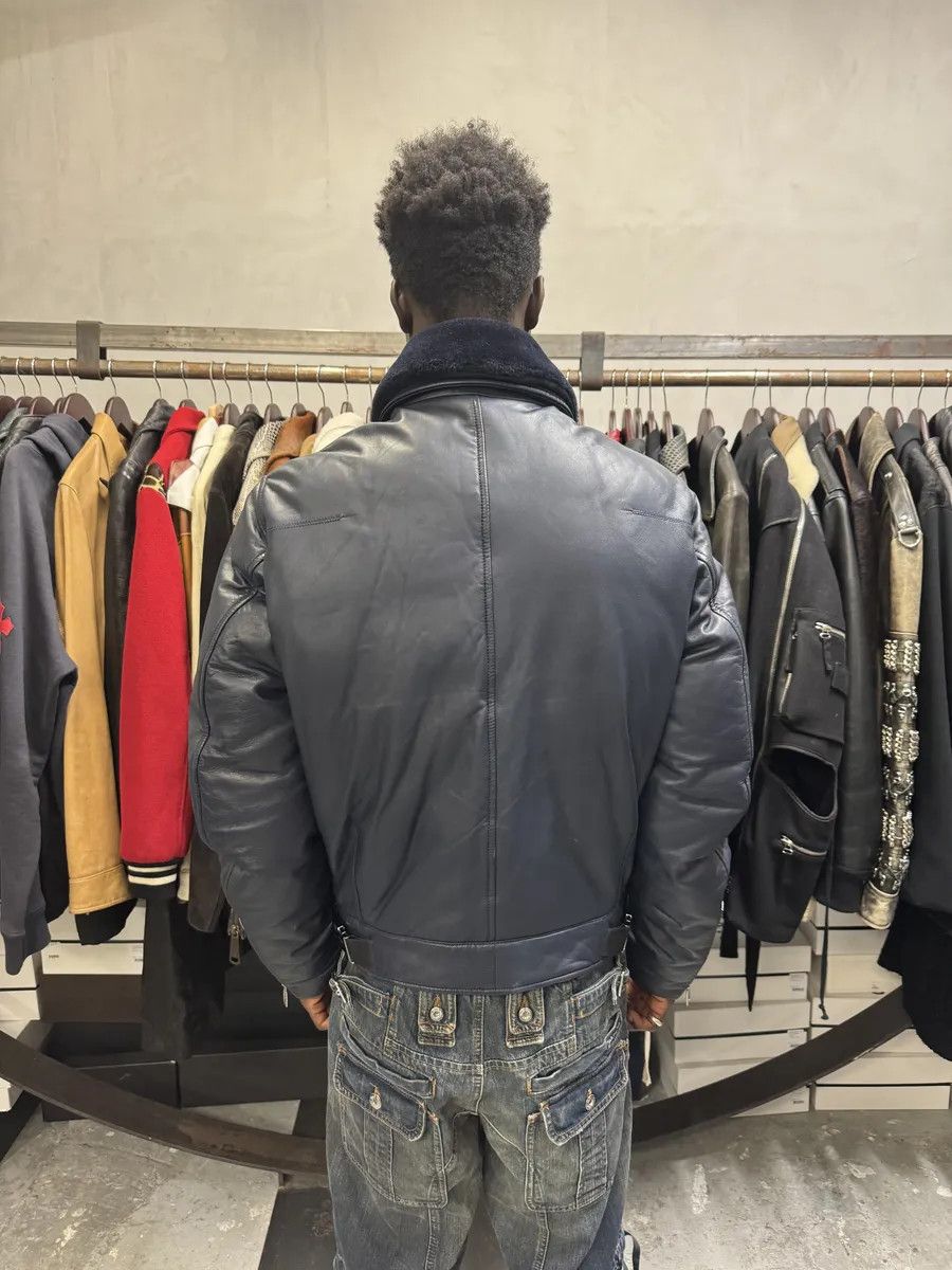 Dior FW2013 Dior Navy Asymmetrical Lambskin Leather Bomber Jacket by Kris Van Assche Size US M / EU 48-50 / 2 - 6 Thumbnail