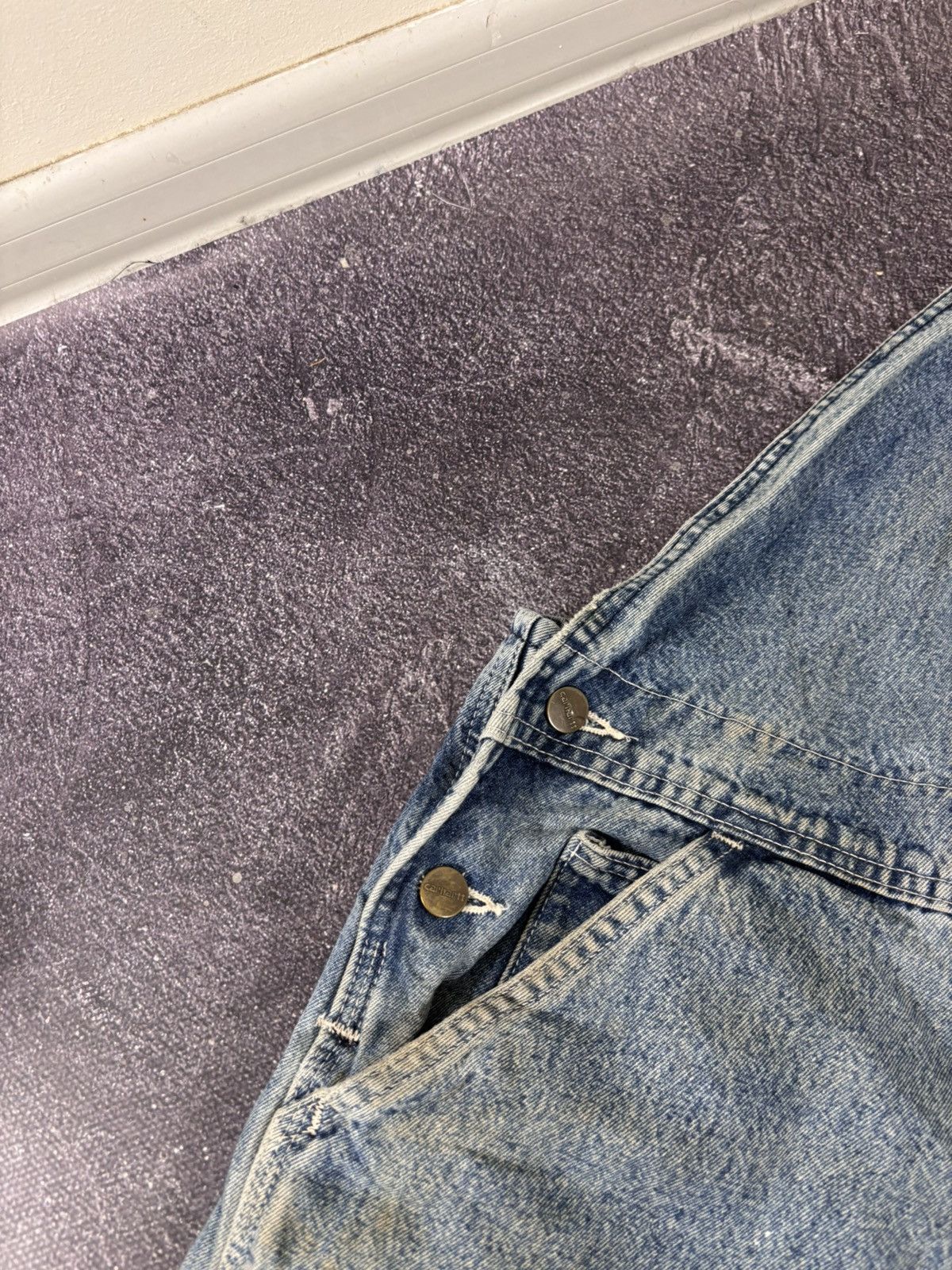 Carhartt Vintage Carhartt Bib Overalls R07 DST Blue Denim Carpenter Size US 42 / EU 58 - 13 Thumbnail