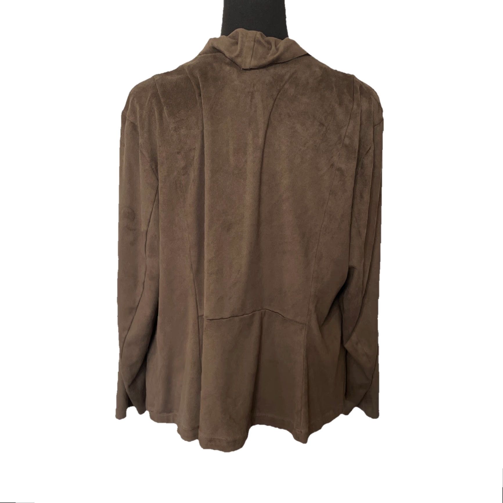 Vintage VINTAGE JustFab Jacket Womens 2X Long Sleeve Faux Suede Draped Brown Polyester Basic Jacket Mens Womens Size XXL / US 16-18 / IT 52-54 - 2 Thumbnail