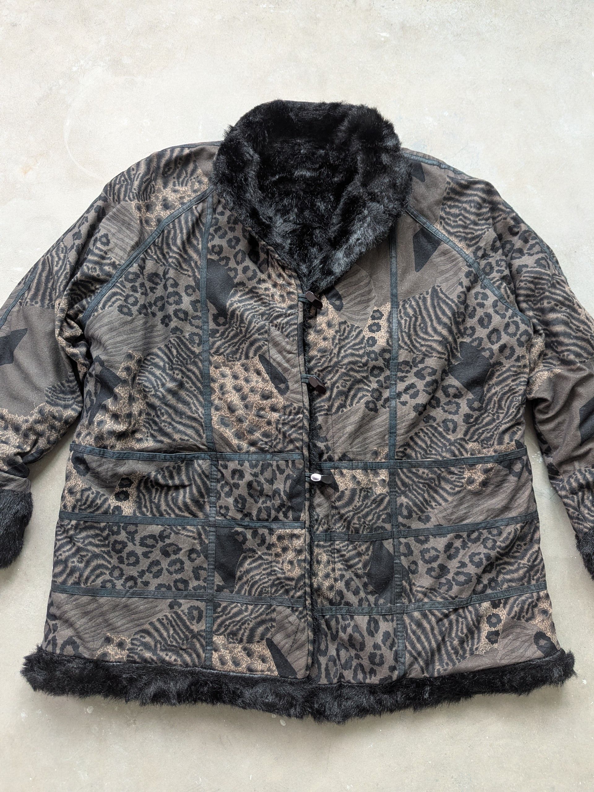 Japanese Brand × Le Grande Bleu (L.G.B.) × Vintage Vintage 90s Faux Fur Jacket Leopard Printed Size XL / US 12-14 / IT 48-50 - 4 Thumbnail