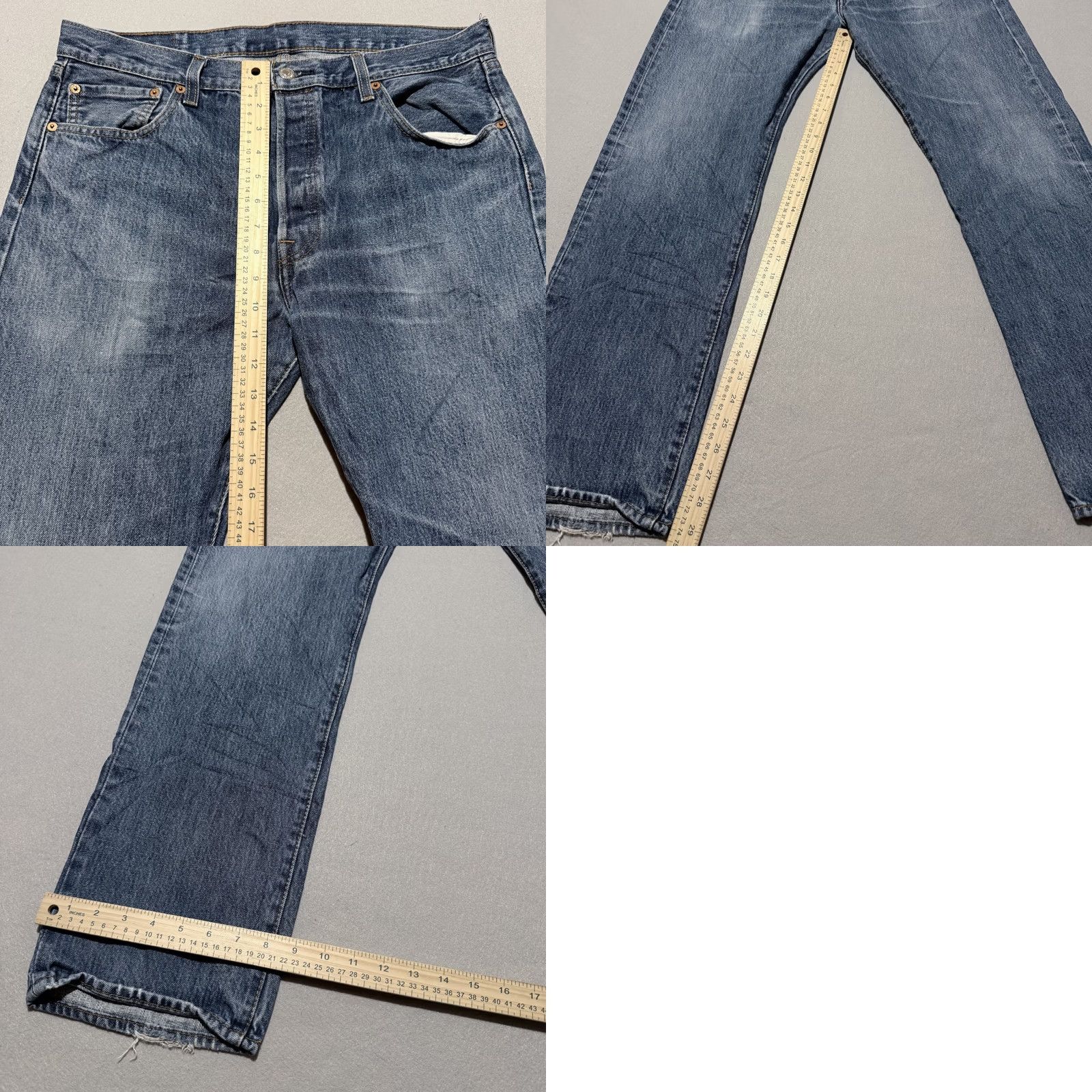 Levi's Levi's 501 Jeans Blue Denim Classic Straight Button Fly Distressed Faded 36X32 Size US 36 / EU 52 - 9 Thumbnail