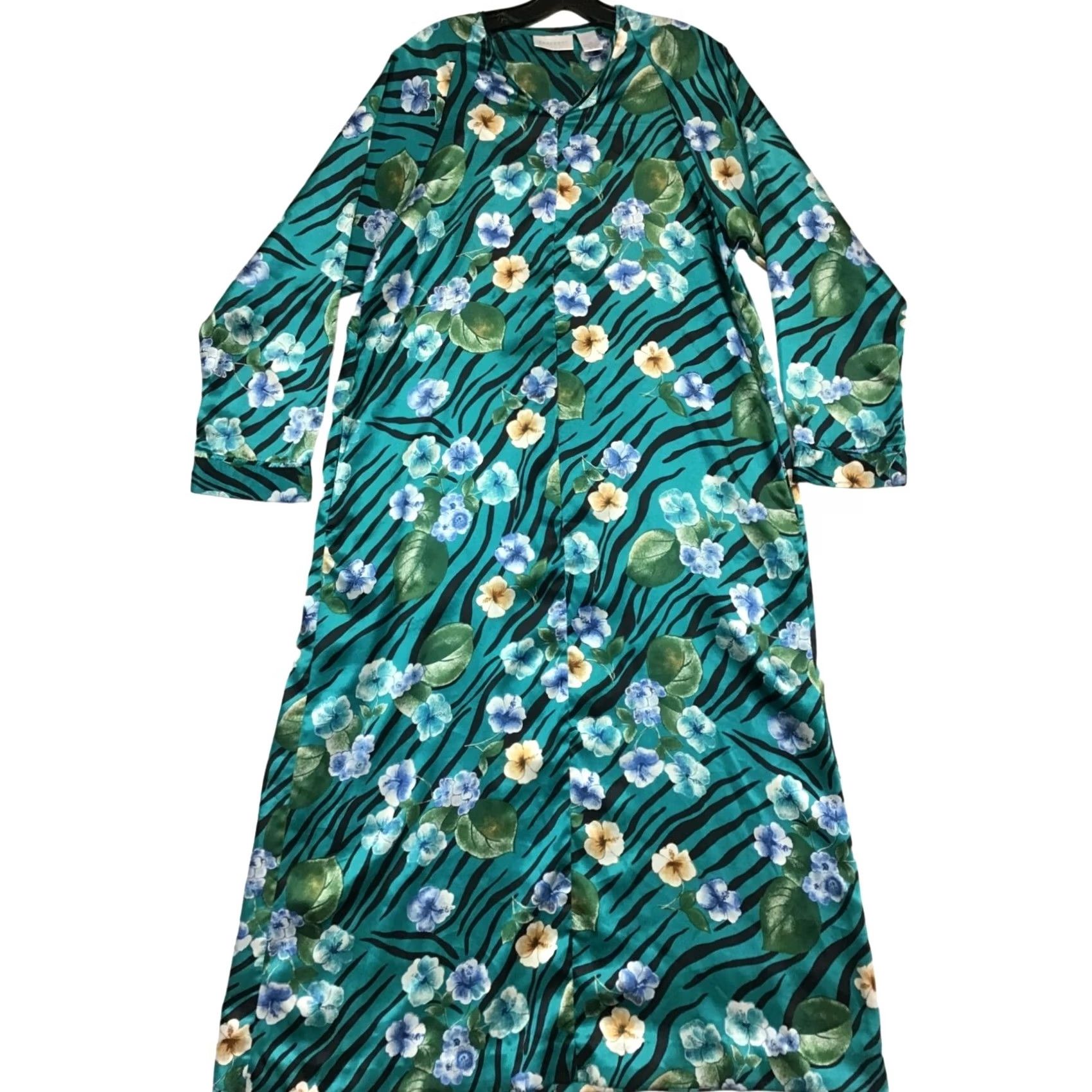 Vintage Cabernet Silk-Like Long Robe Womens Medium Blue Size ONE SIZE - 2 Thumbnail